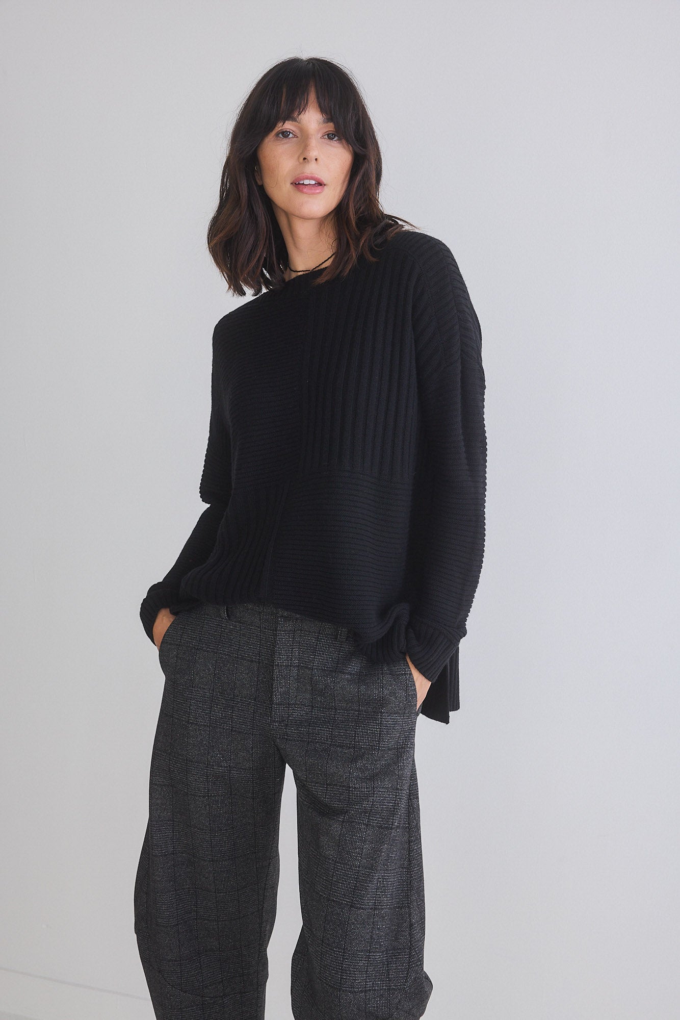 Oversized Mixed Knit Sweater
