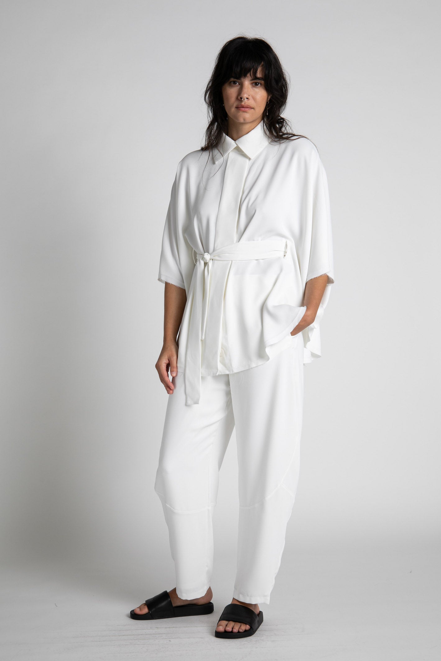 White Quartz Wide Leg Pants