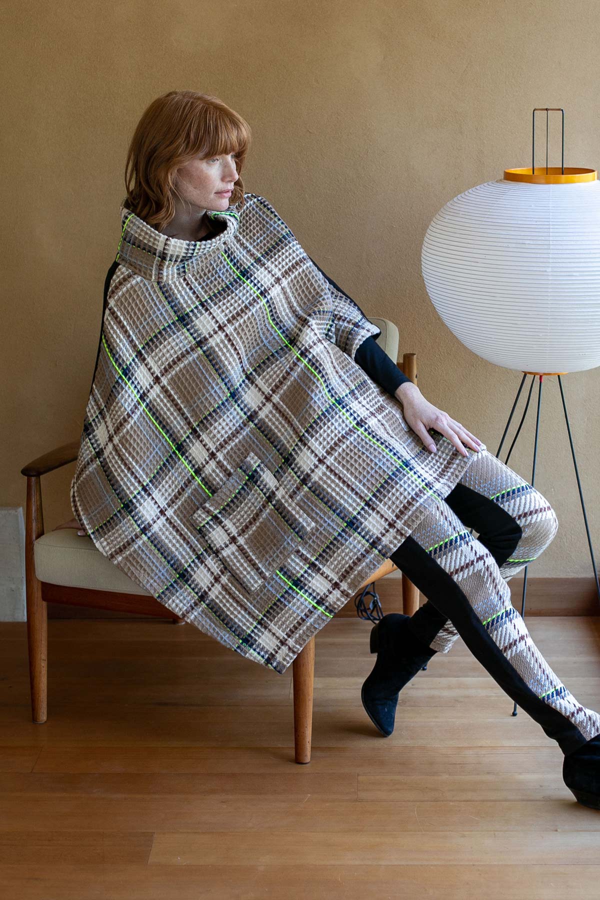 Touch of Neon Plaid Poncho