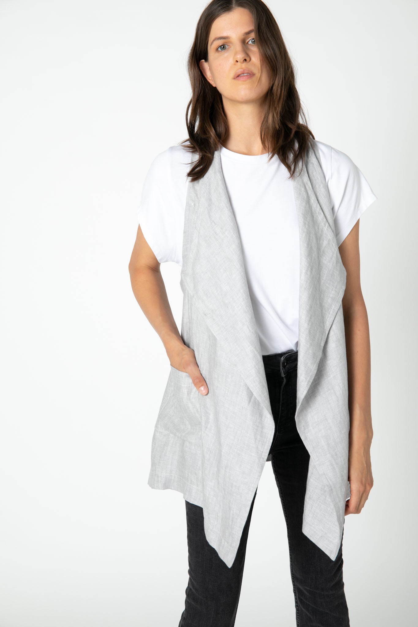 Dora Linen Drape Vest