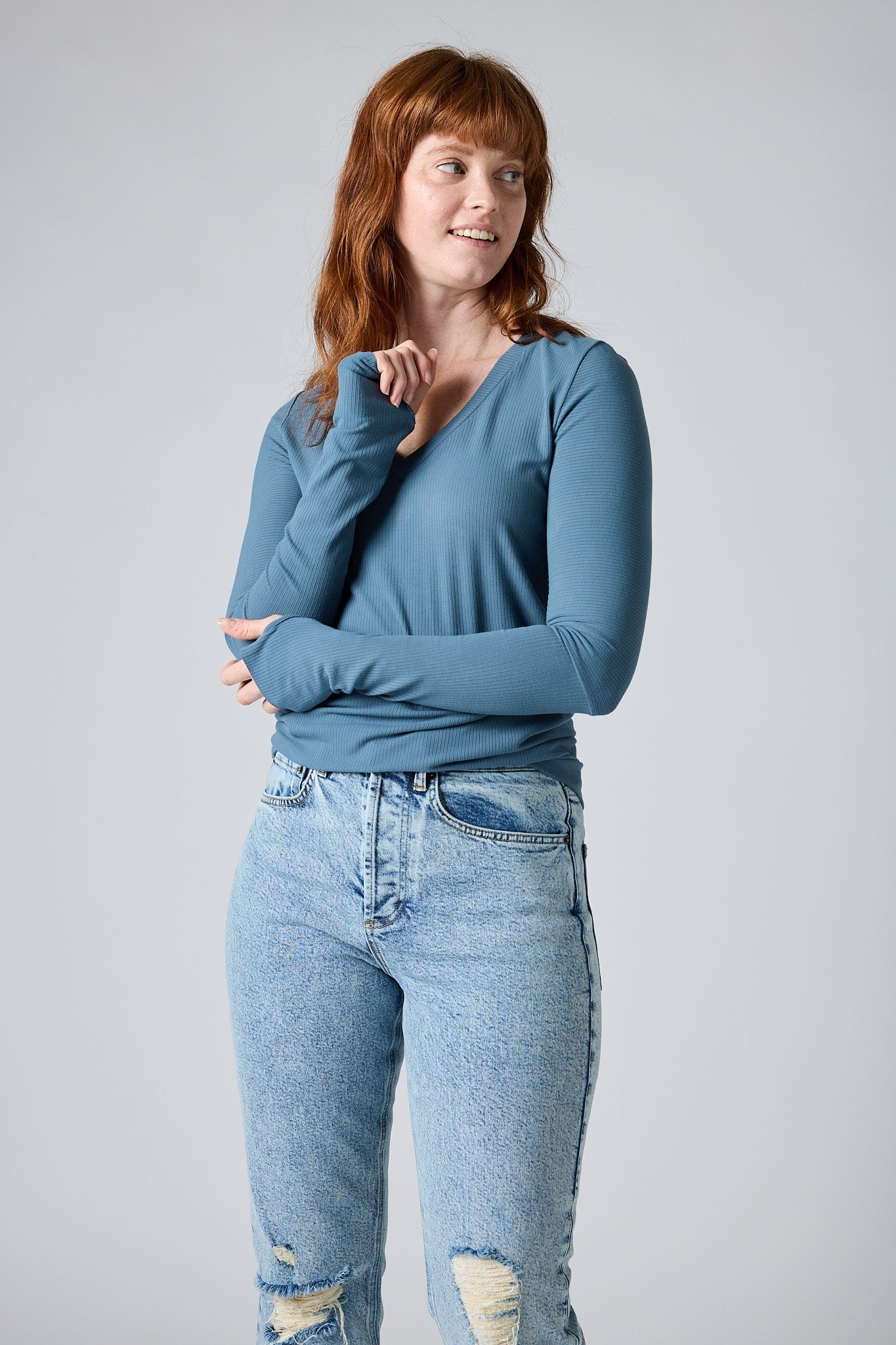 All You Need Ribbed V-Neck Top