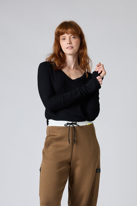 All You Need Ribbed V-Neck Top
