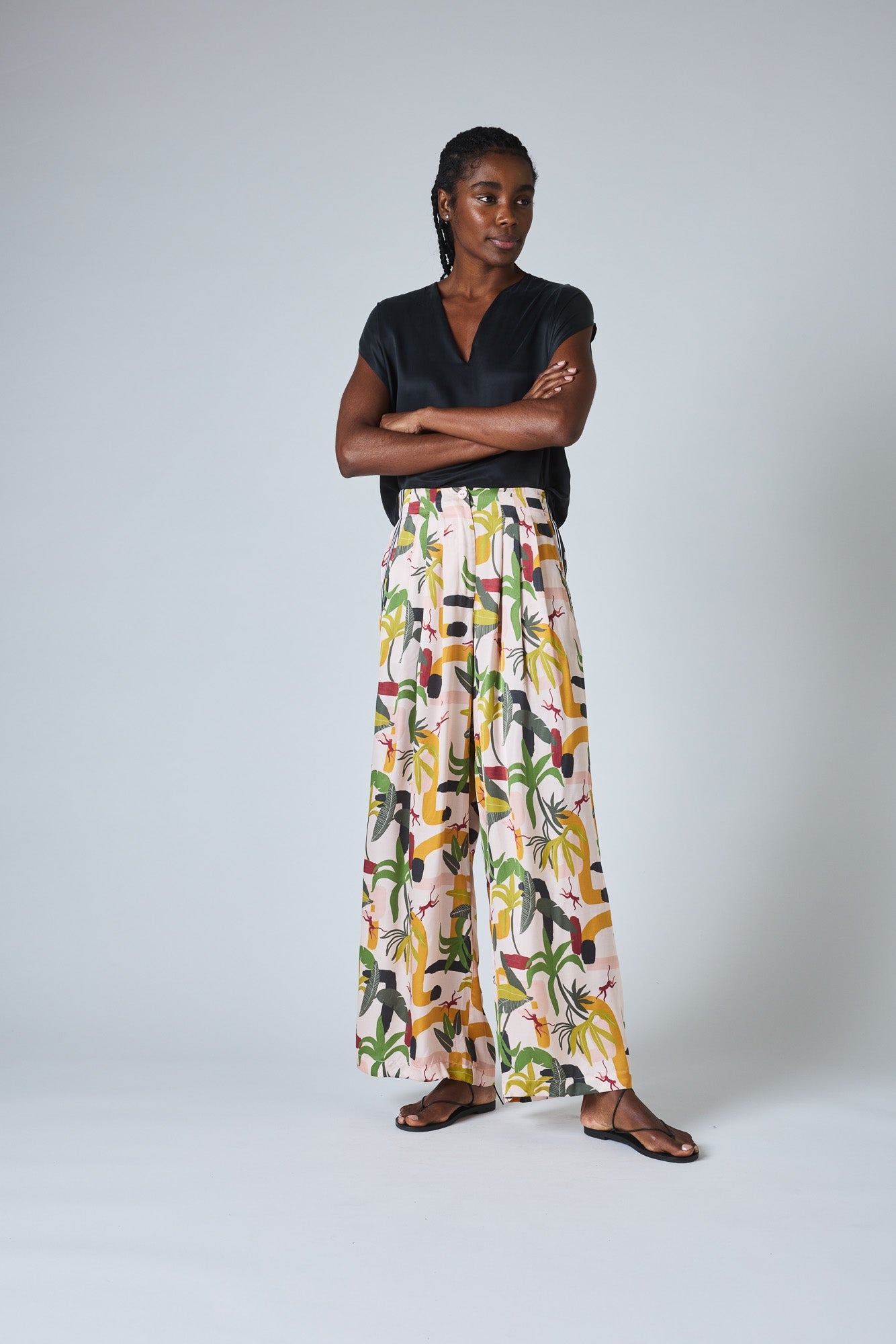 Printed Wide-Leg Trouser