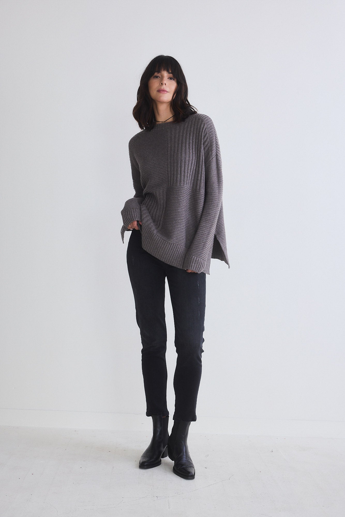 Oversized Mixed Knit Sweater