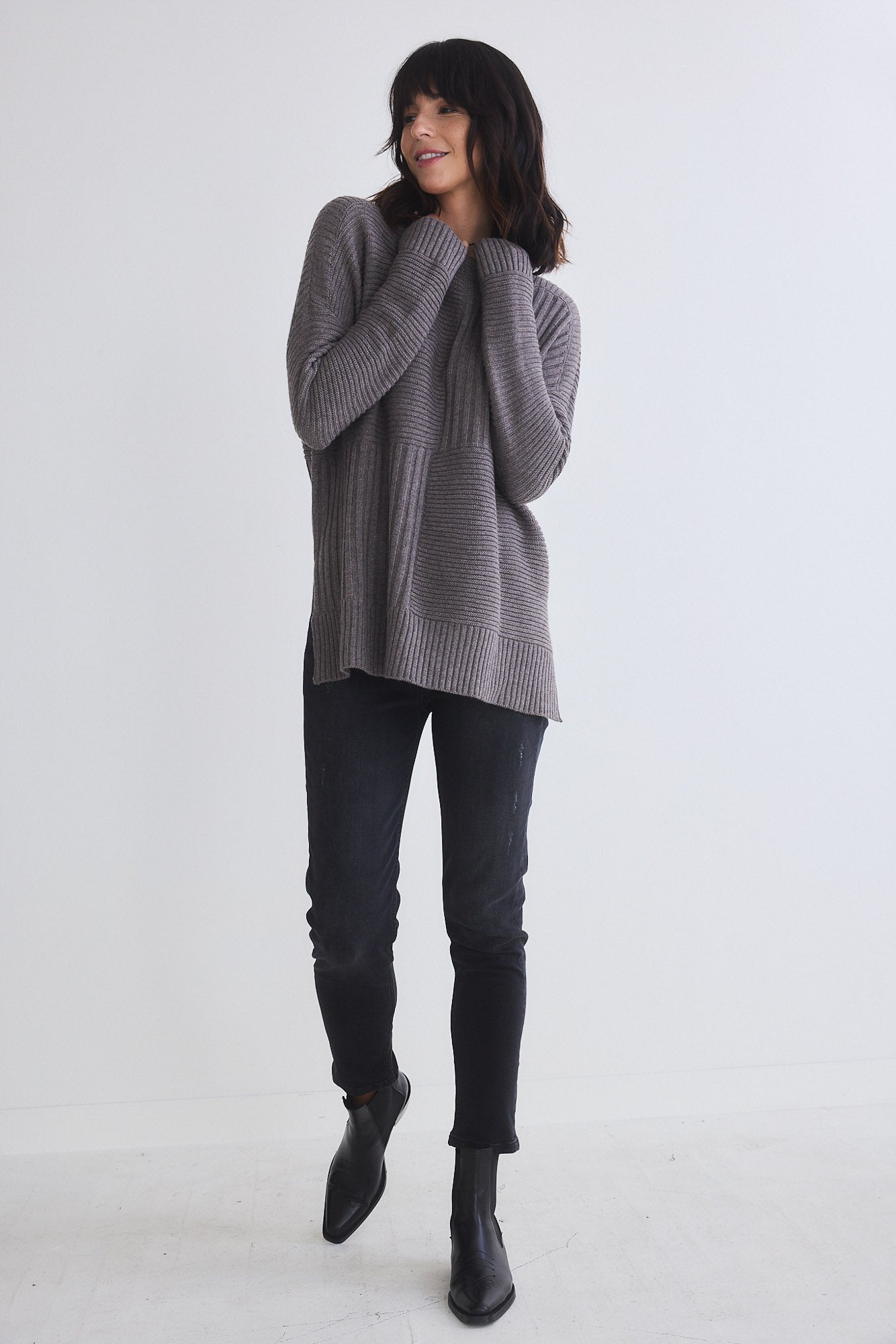 Oversized Mixed Knit Sweater