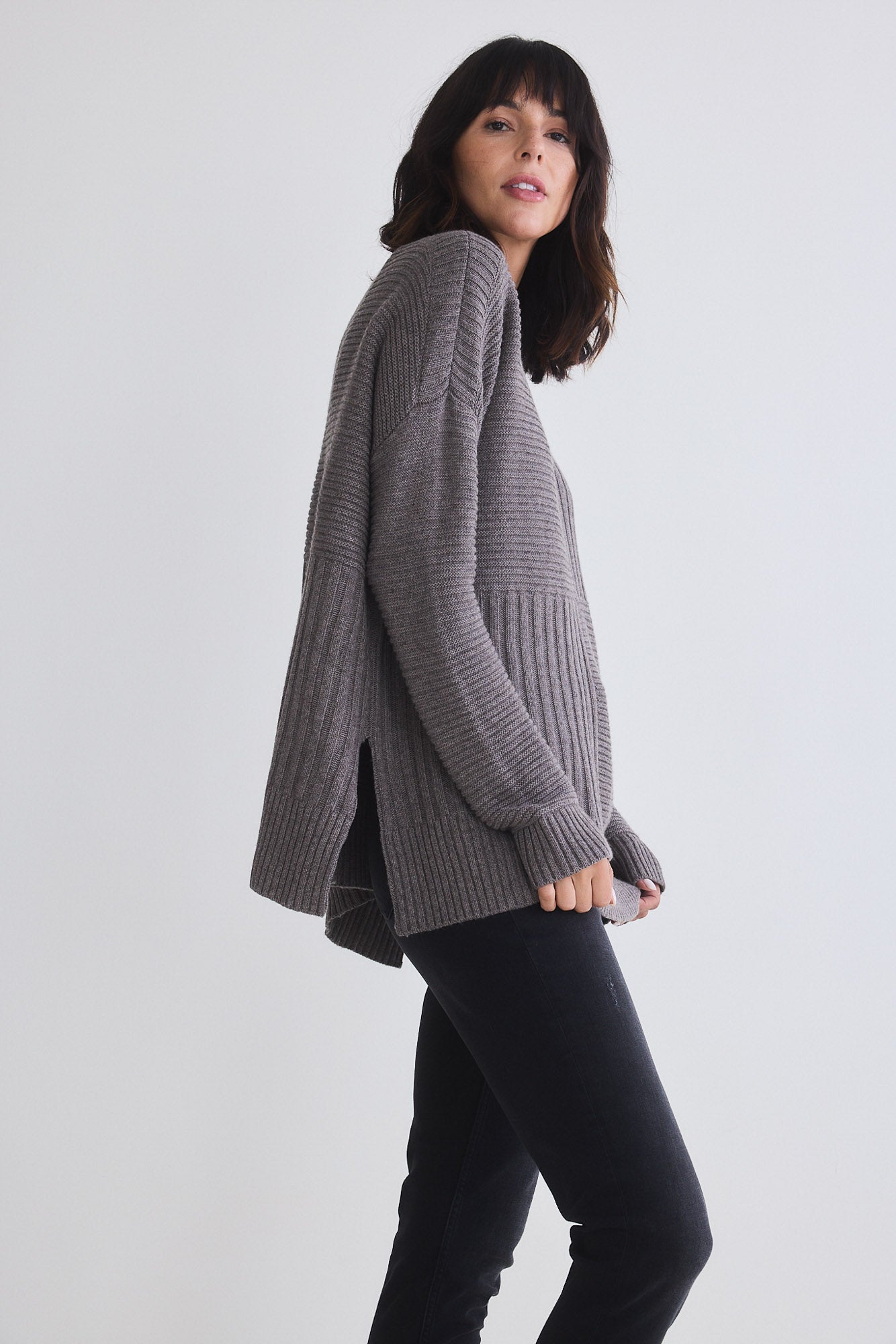 Oversized Mixed Knit Sweater