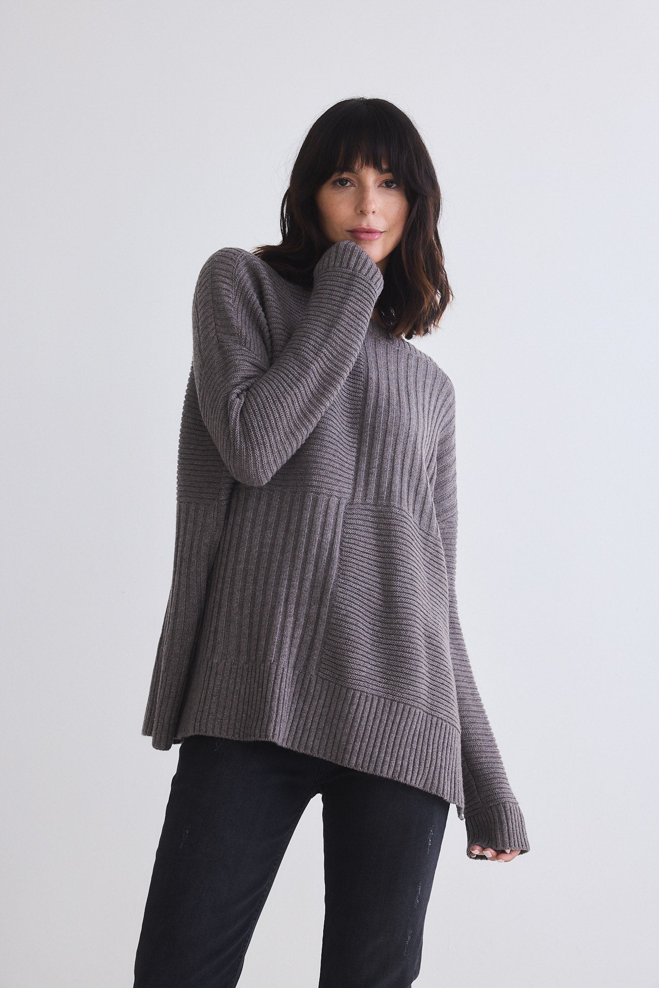 Oversized Mixed Knit Sweater