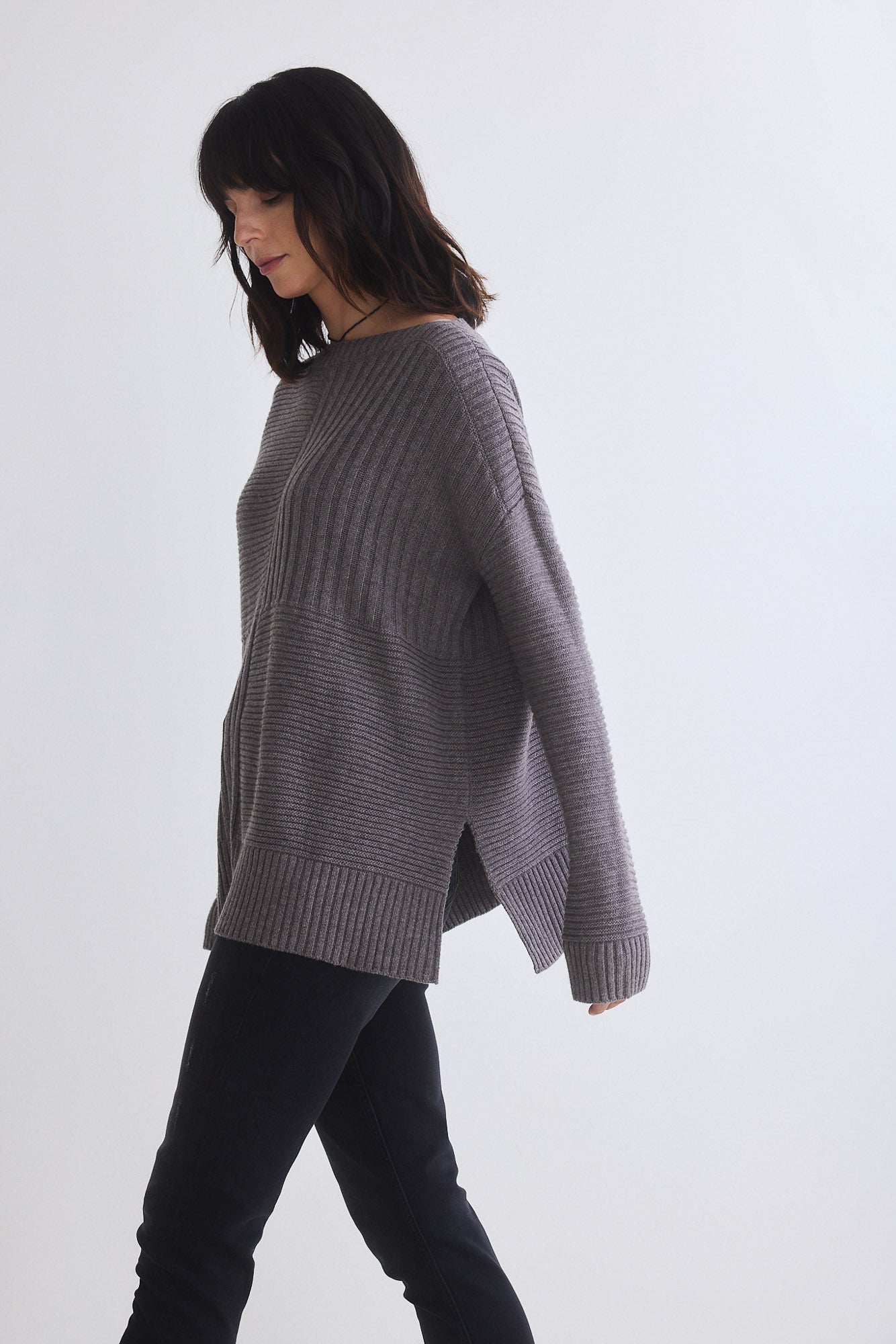 Oversized Mixed Knit Sweater