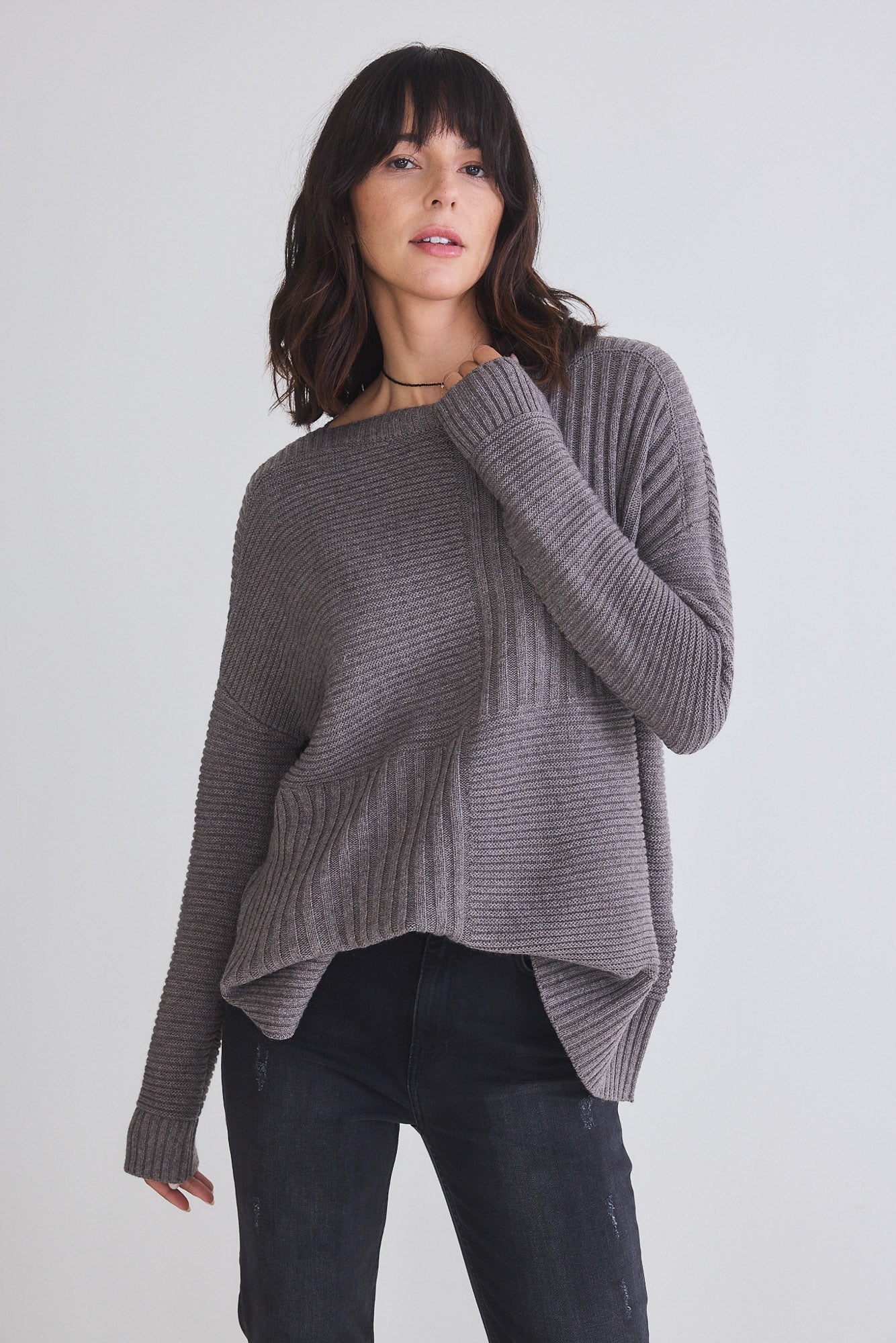 Oversized Mixed Knit Sweater
