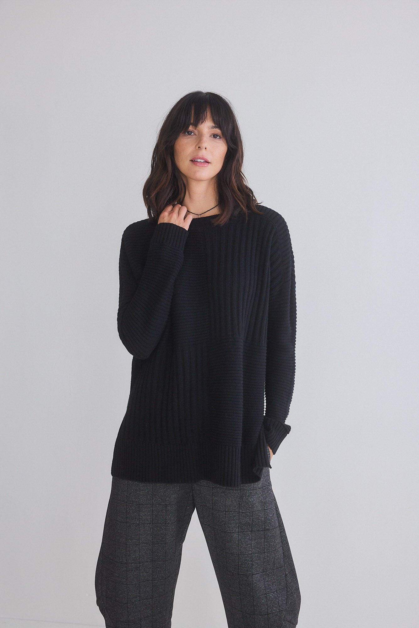 Oversized Mixed Knit Sweater