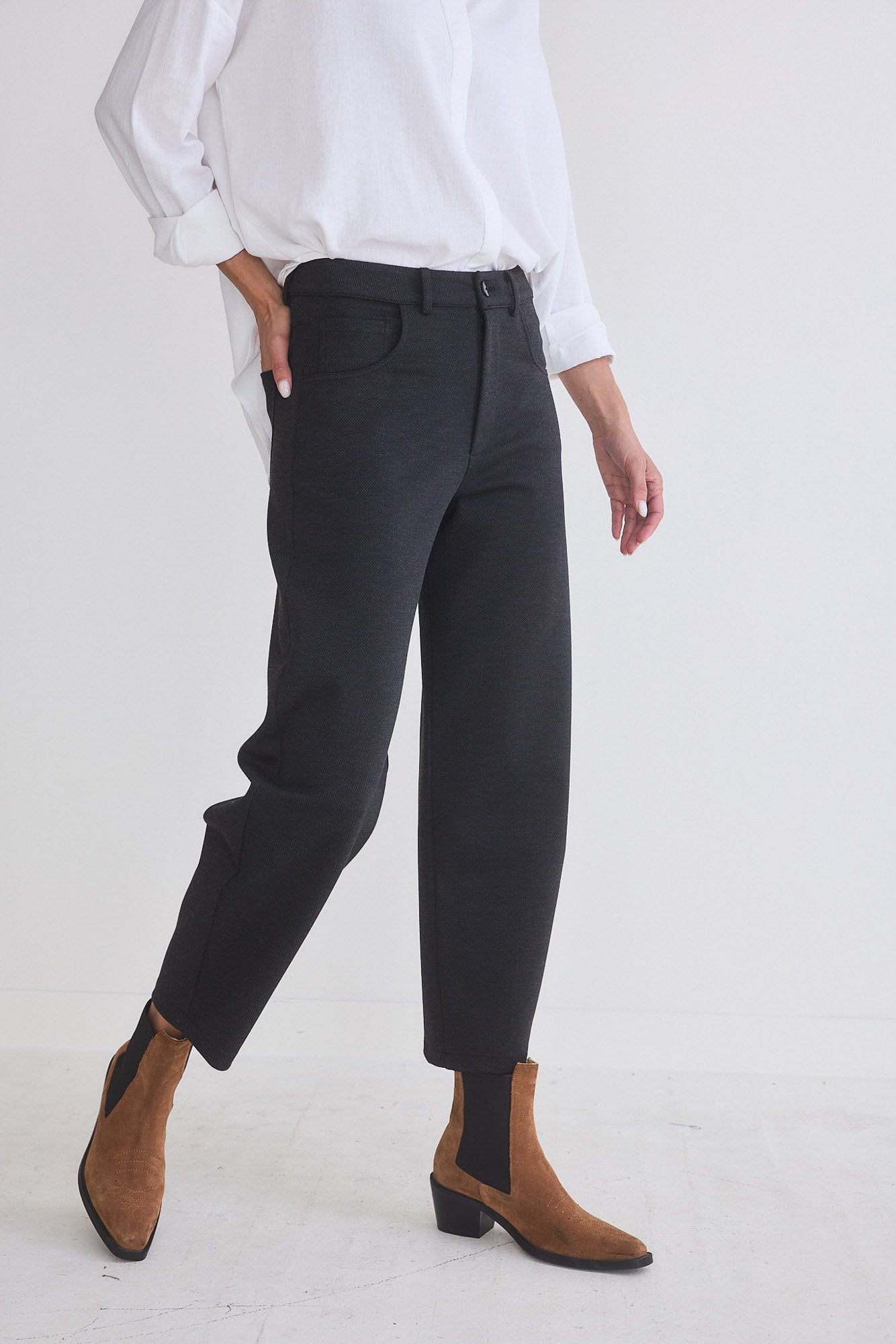 The Textured Visionary Barrel Leg Pants