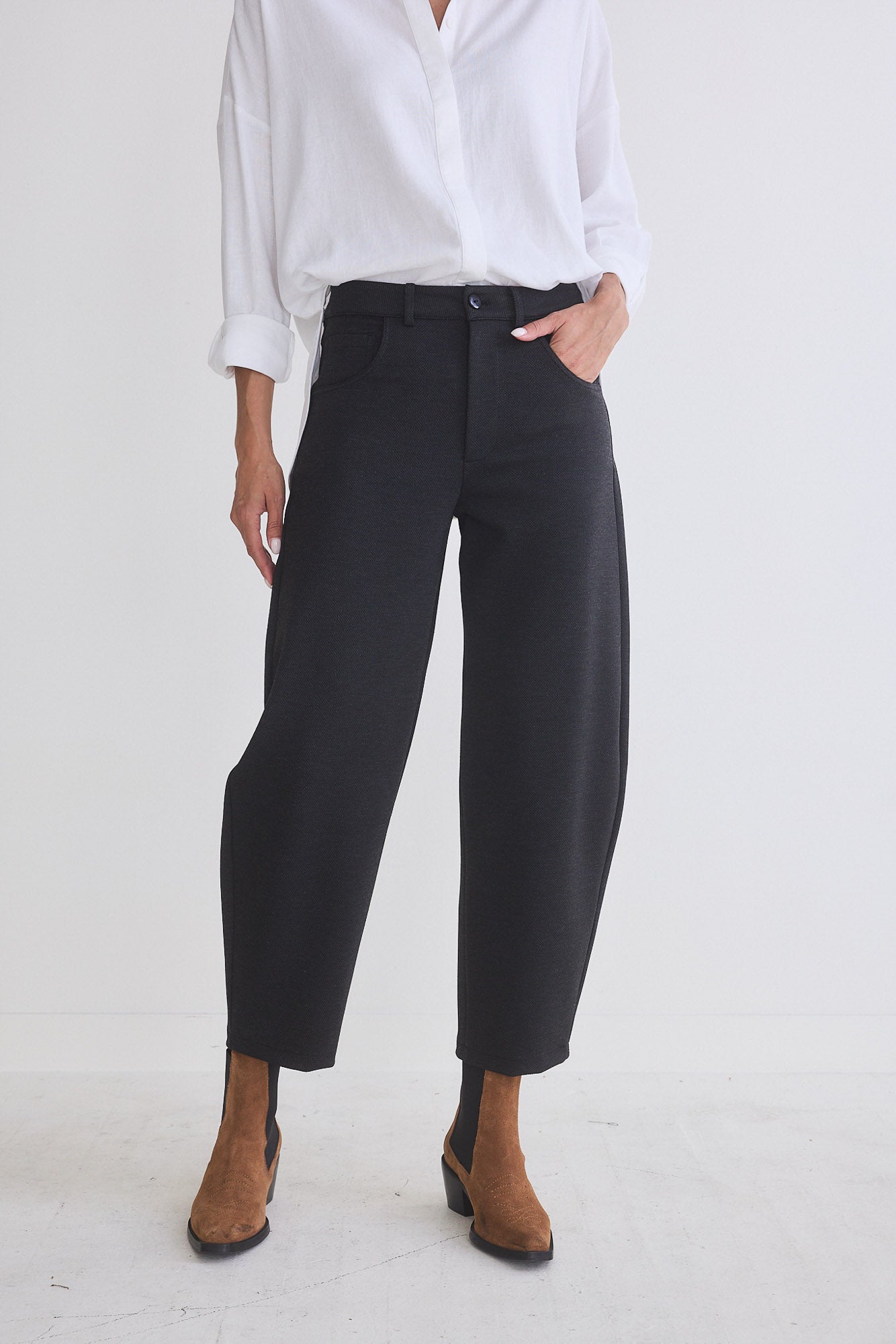 The Textured Visionary Barrel Leg Pants