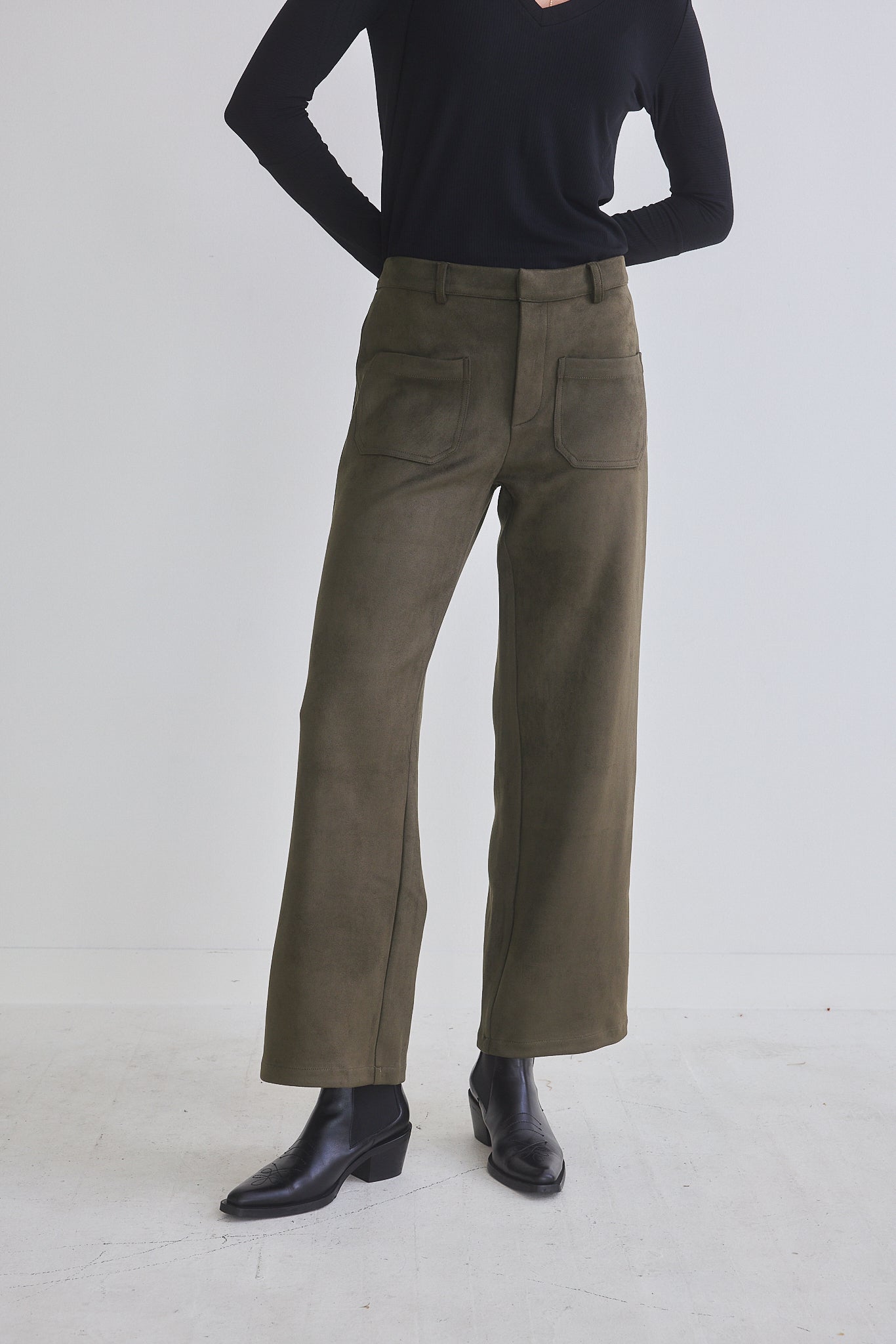 Finesse Microsuede Wide Leg Pants