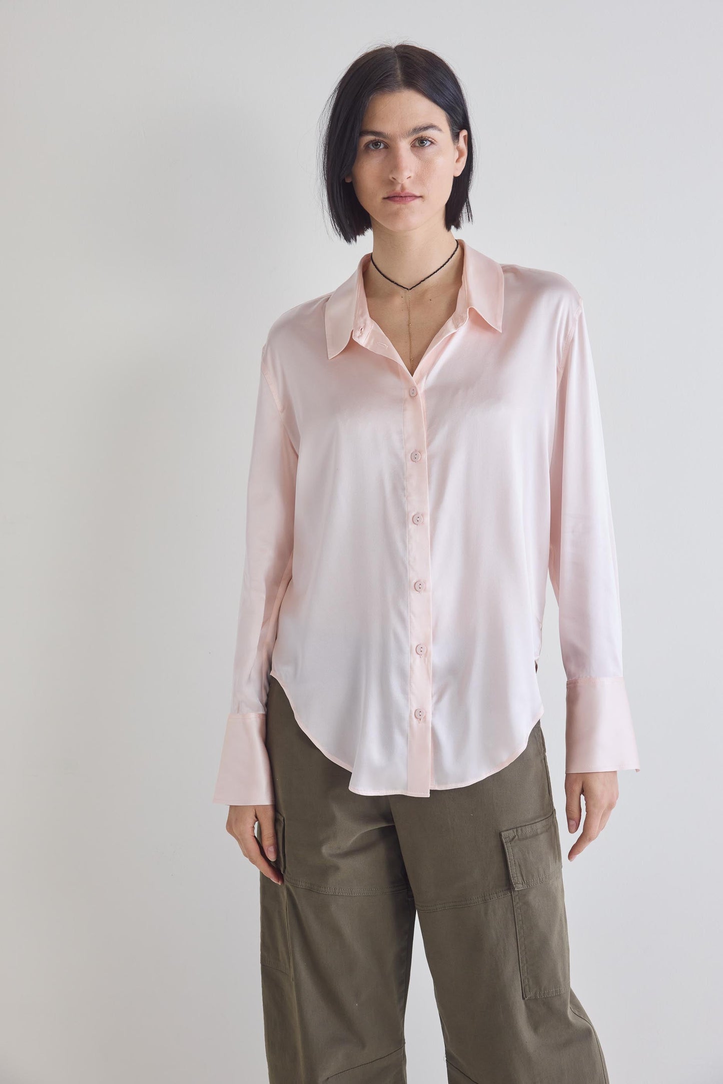 Shift Your Gaze Button Down Silk Blouse