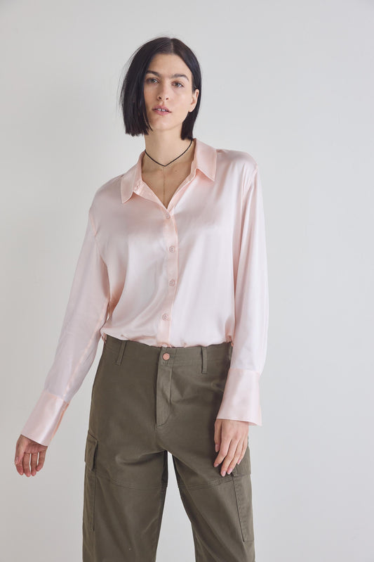 Shift Your Gaze Button Down Silk Blouse