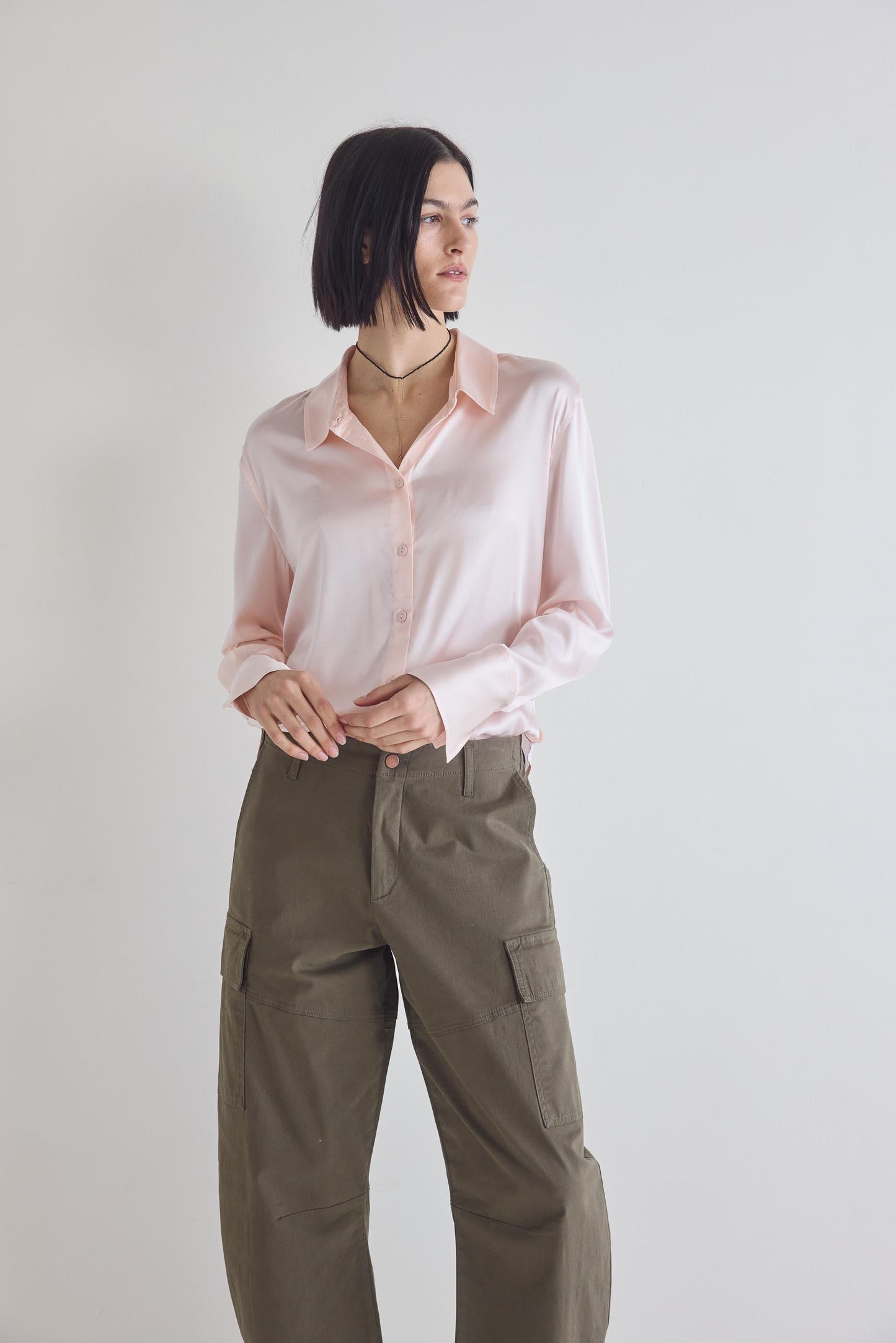 Shift Your Gaze Button Down Silk Blouse