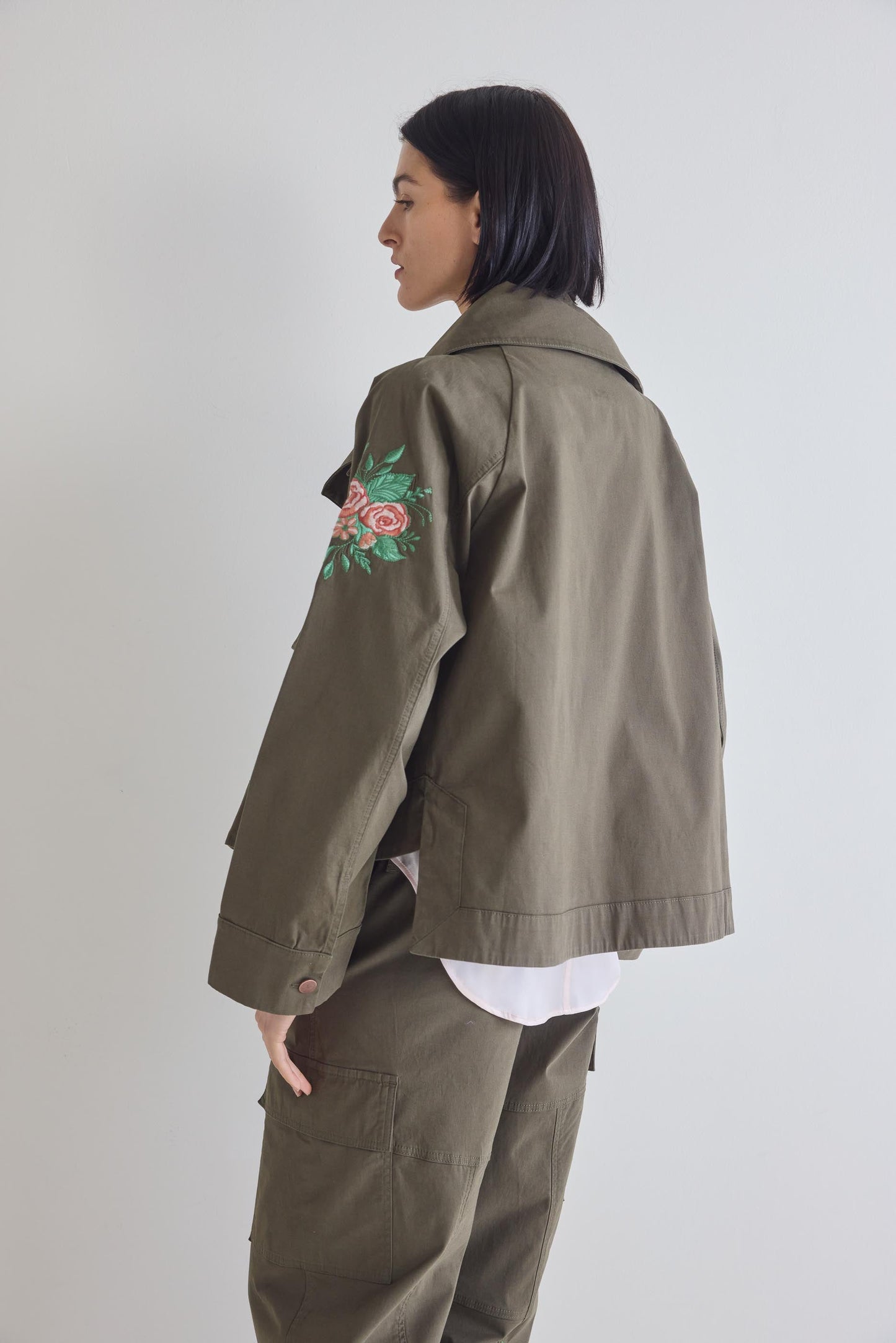Coming Up Roses Twill Mini Drama Jacket