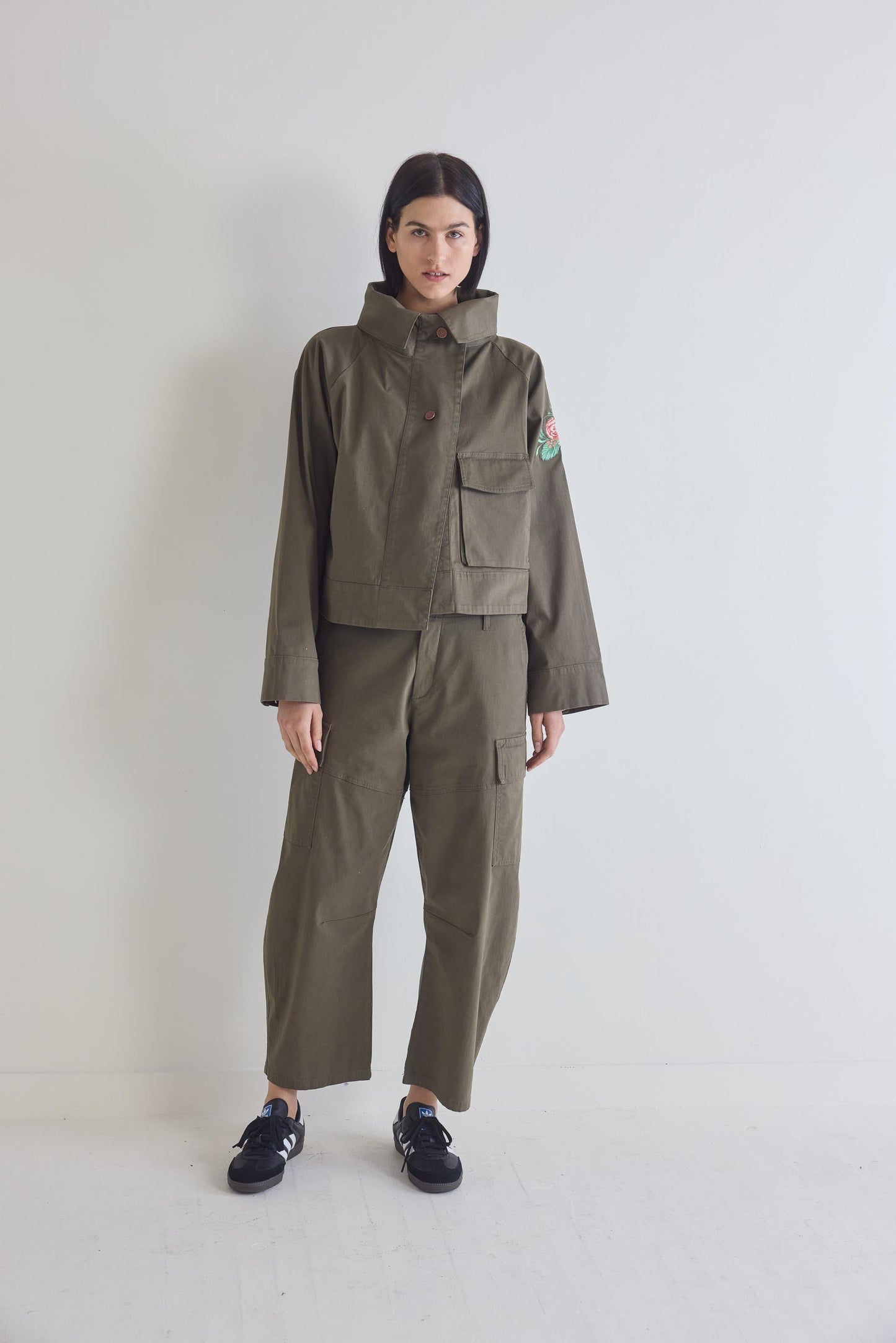 Coming Up Roses Twill Mini Drama Jacket