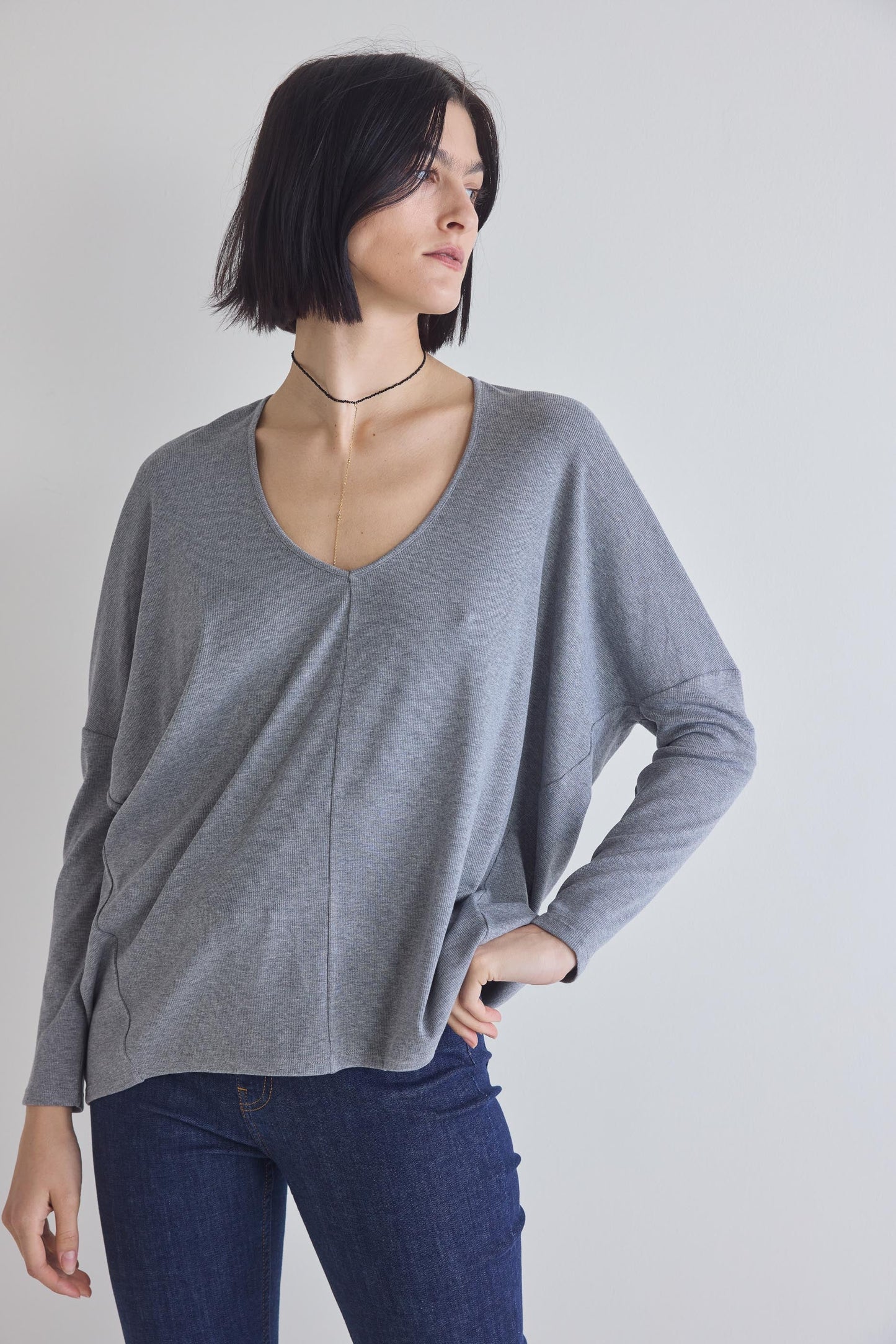 The Ribbed Dolman Long Sleeve Top