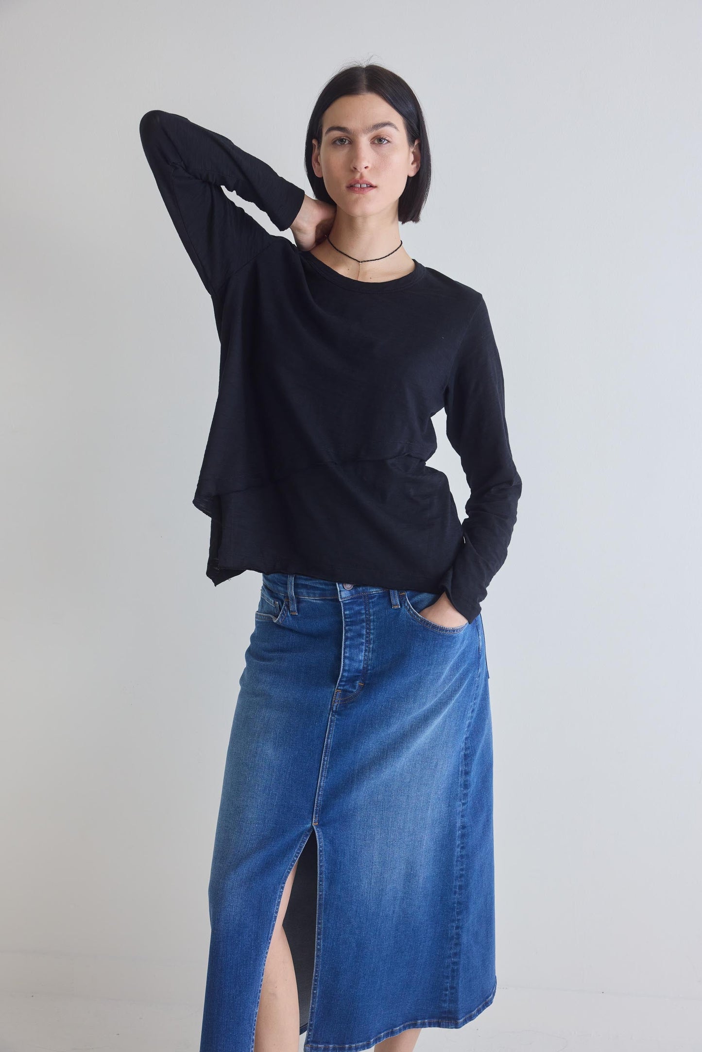 The 90's Denim Midi Skirt