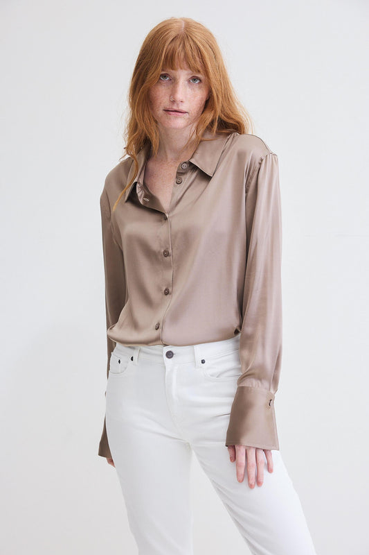 Shift Your Gaze Silk Button Down Blouse