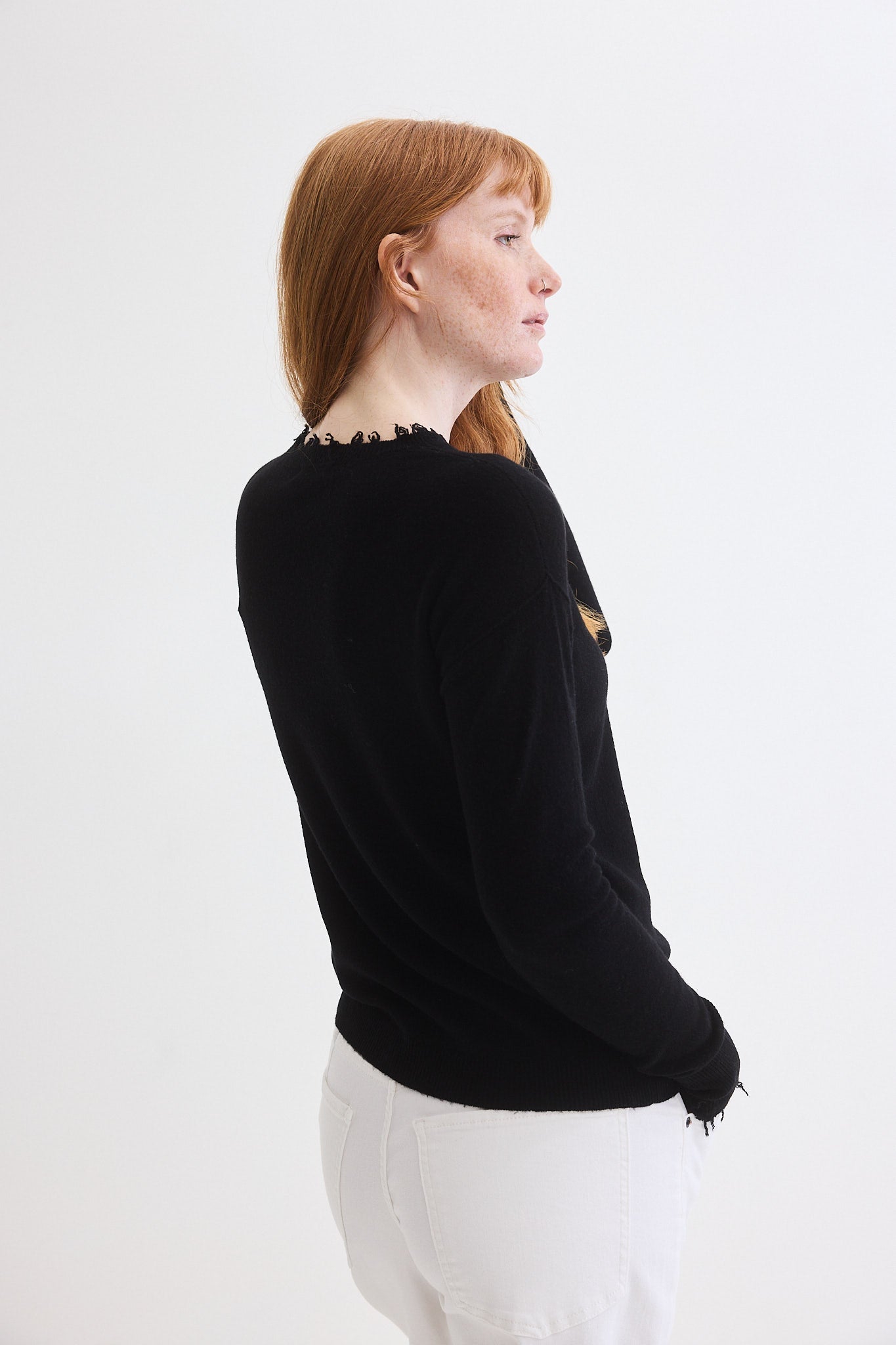 Distressed Light Cashmere Sweater