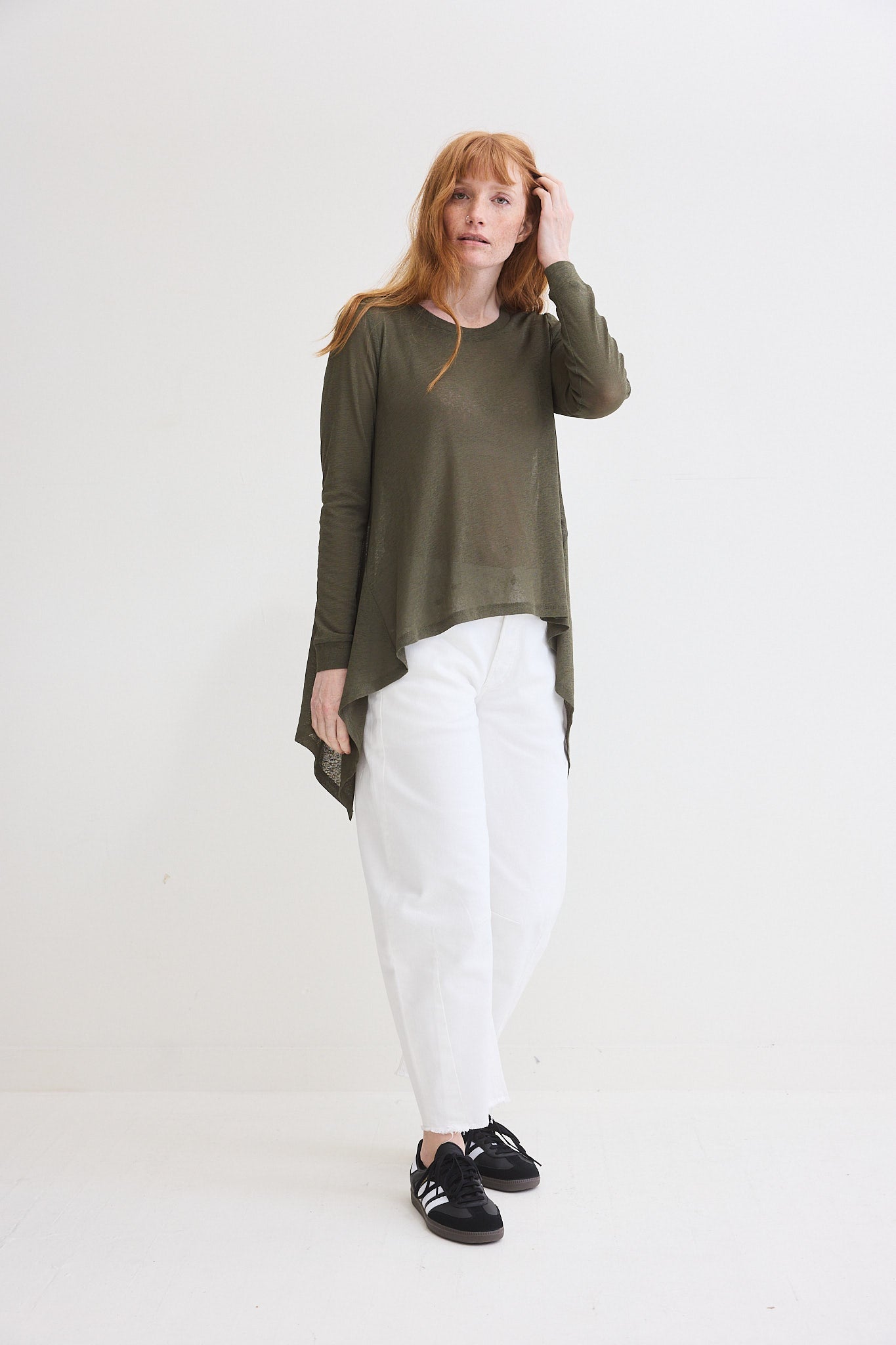 Sheer Knit High Low Top
