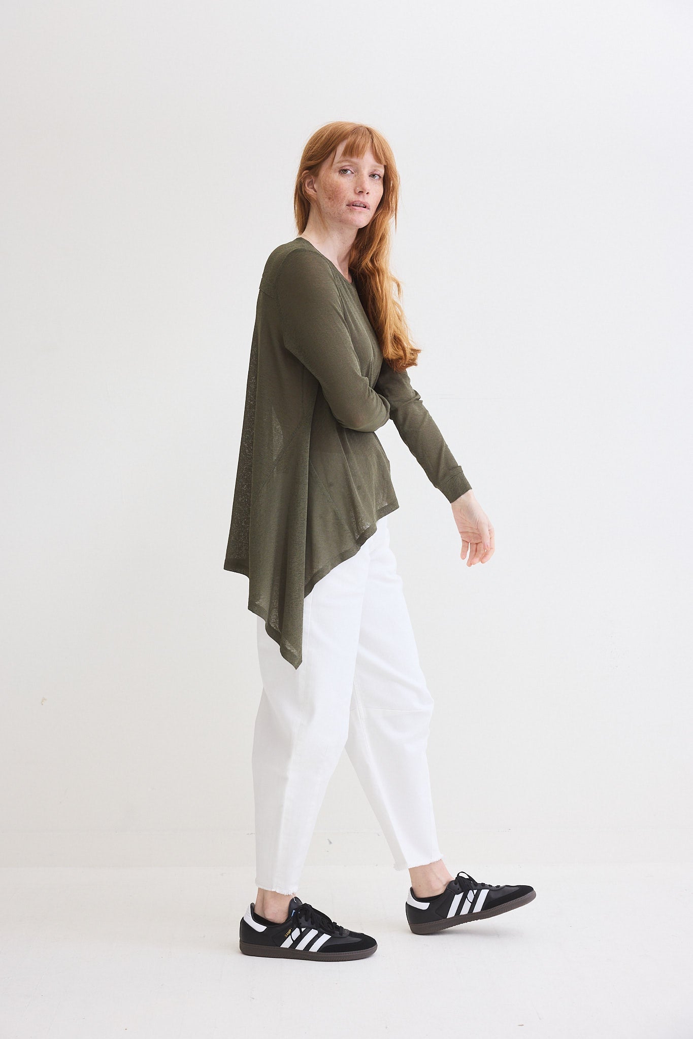 Sheer Knit High Low Top