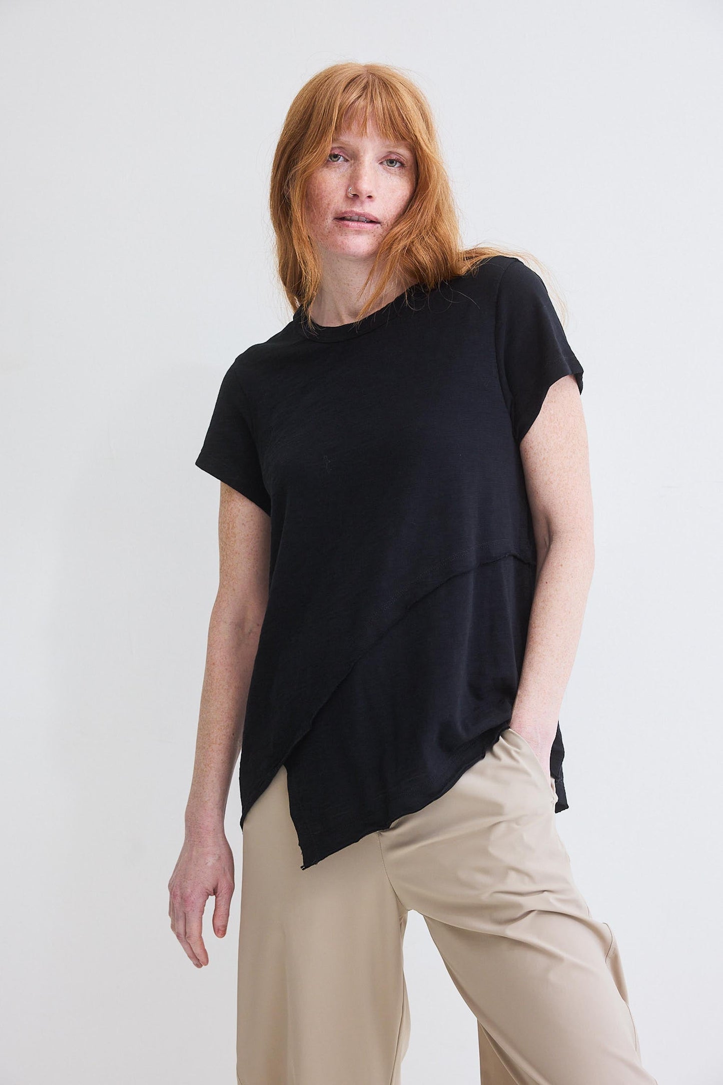 Inner Glow Asymmetric Short Sleeve Top