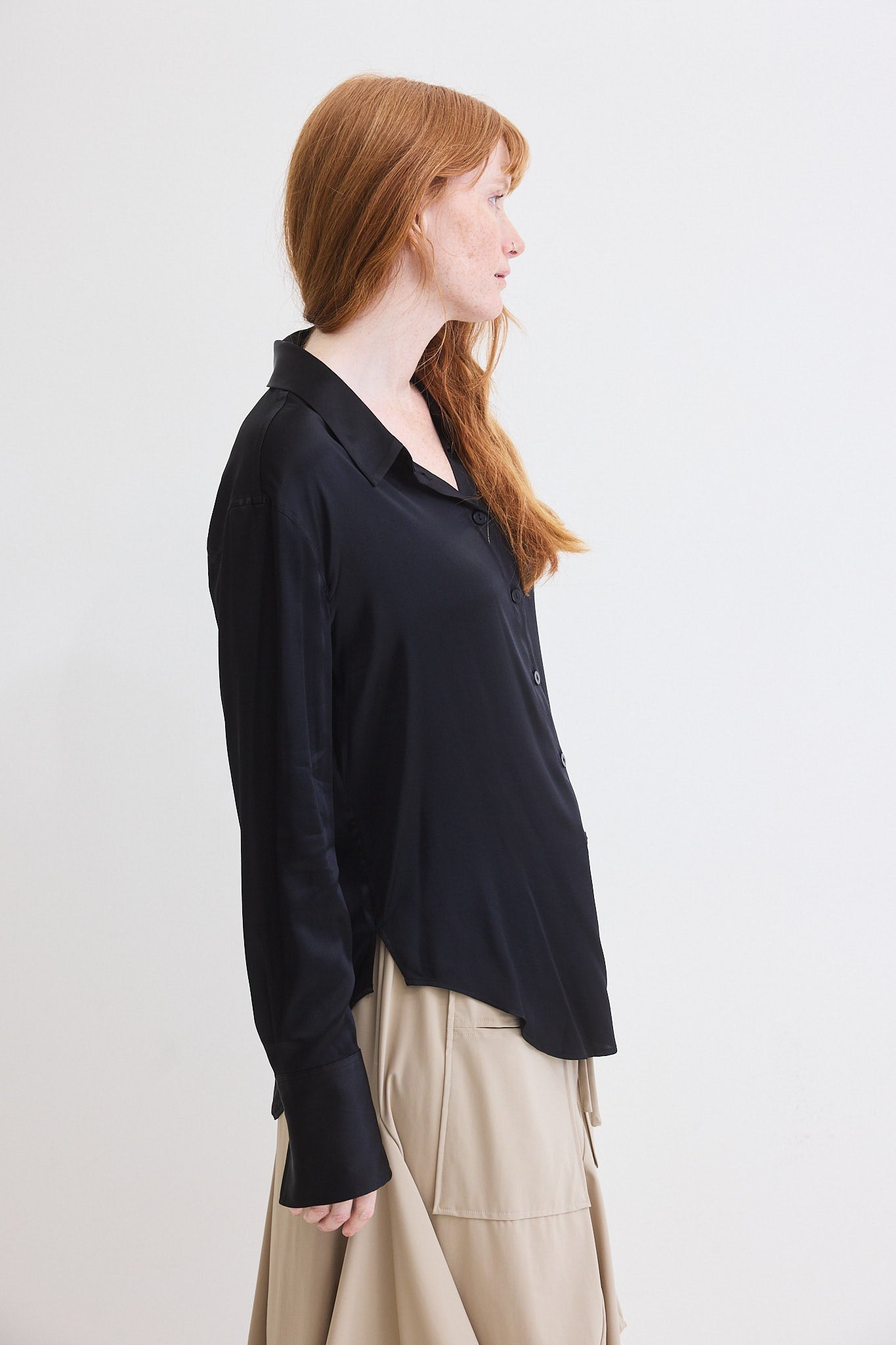 Shift Your Gaze Silk Button Down Blouse