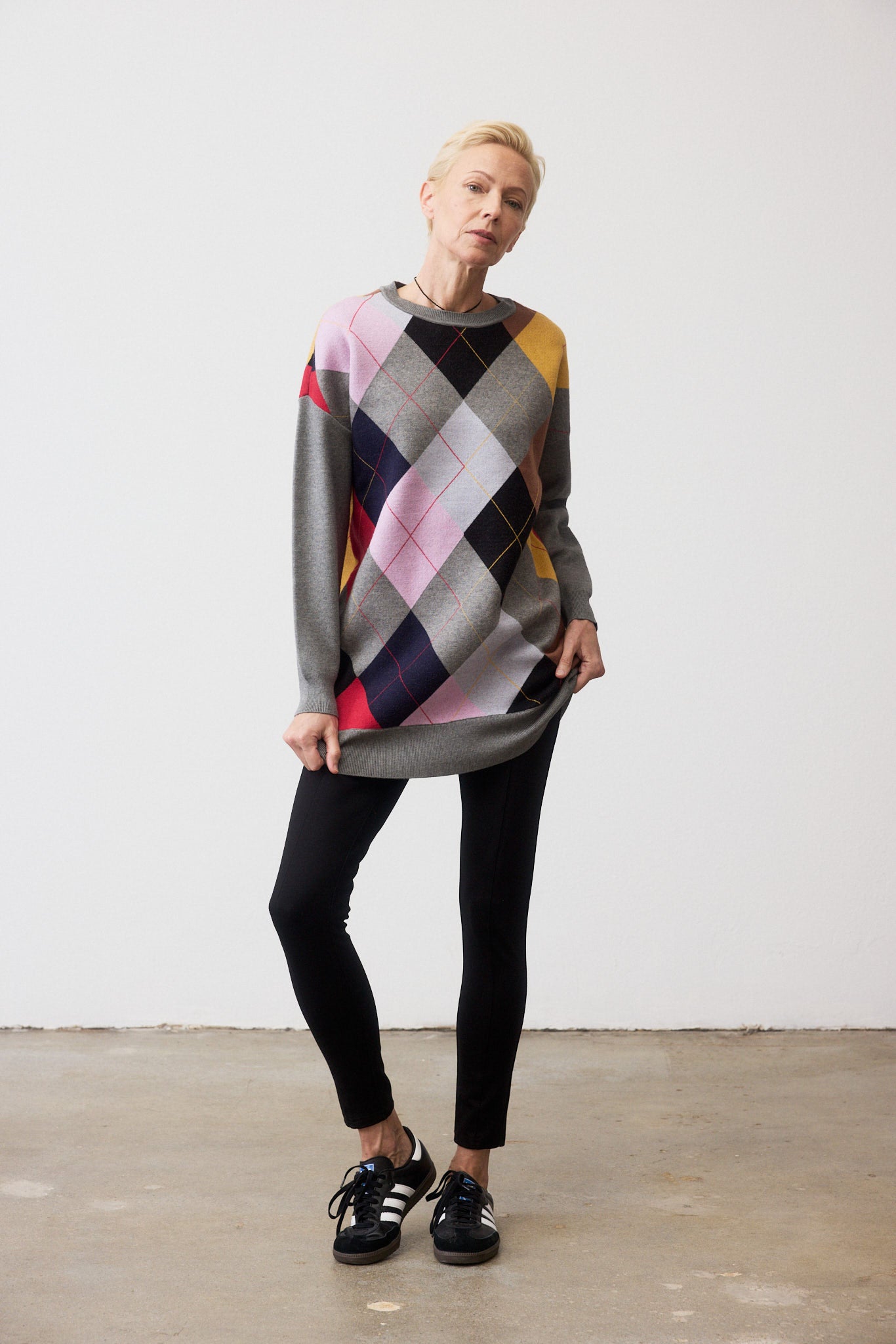 Argyle Crewneck Sweater Dress
