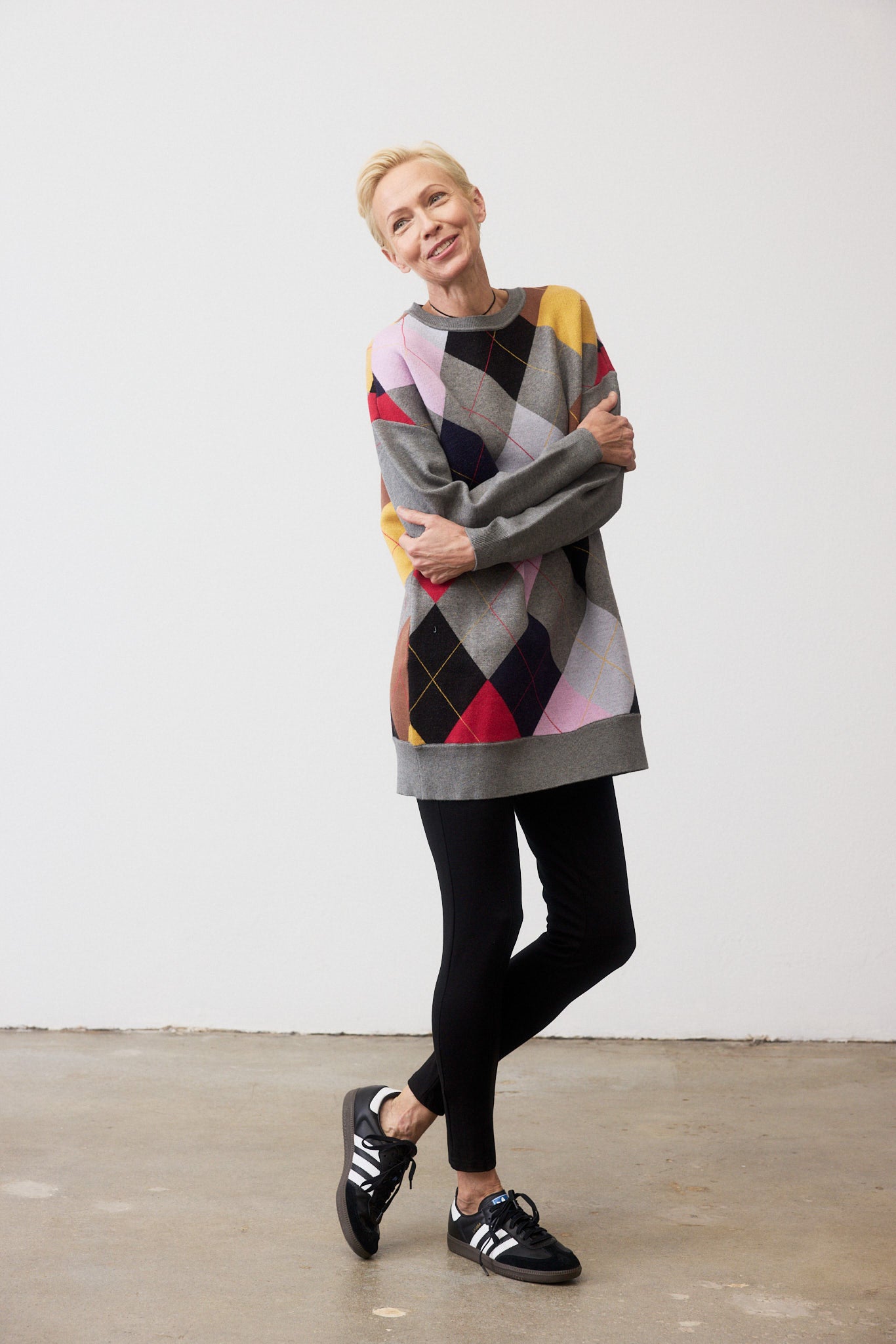 Argyle Crewneck Sweater Dress