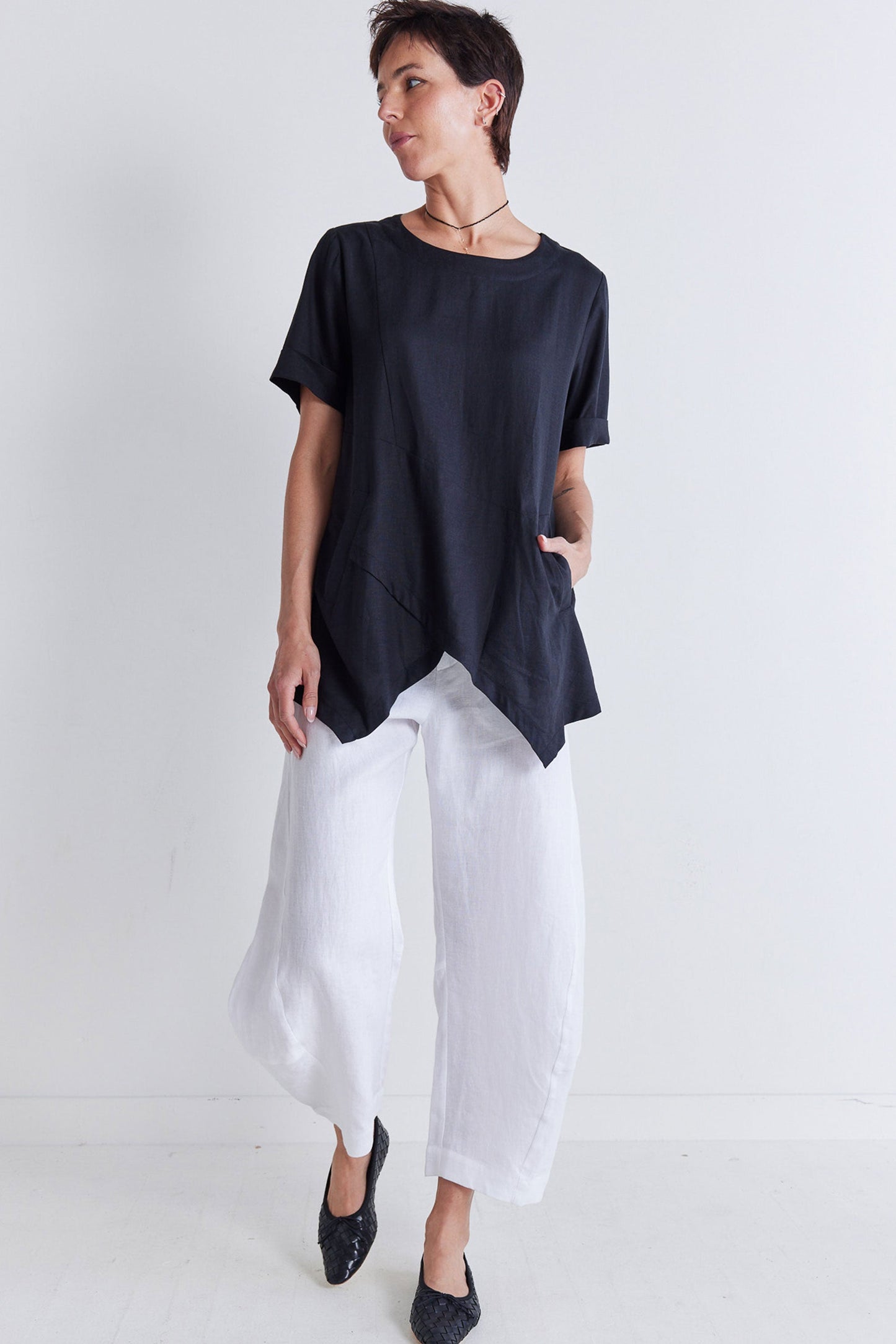 Breezy Asymmetric Linen Top