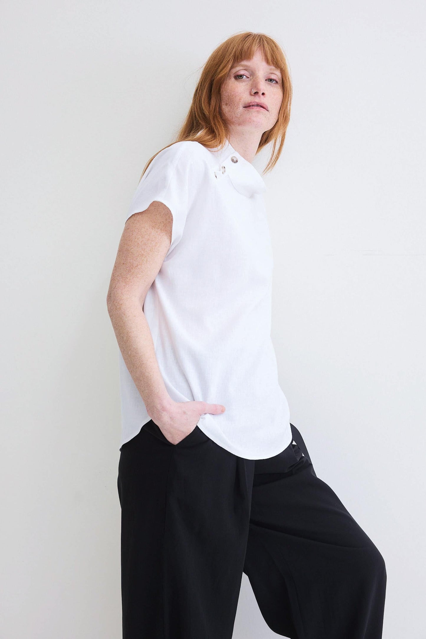 Buttoned Up Linen Blend Top