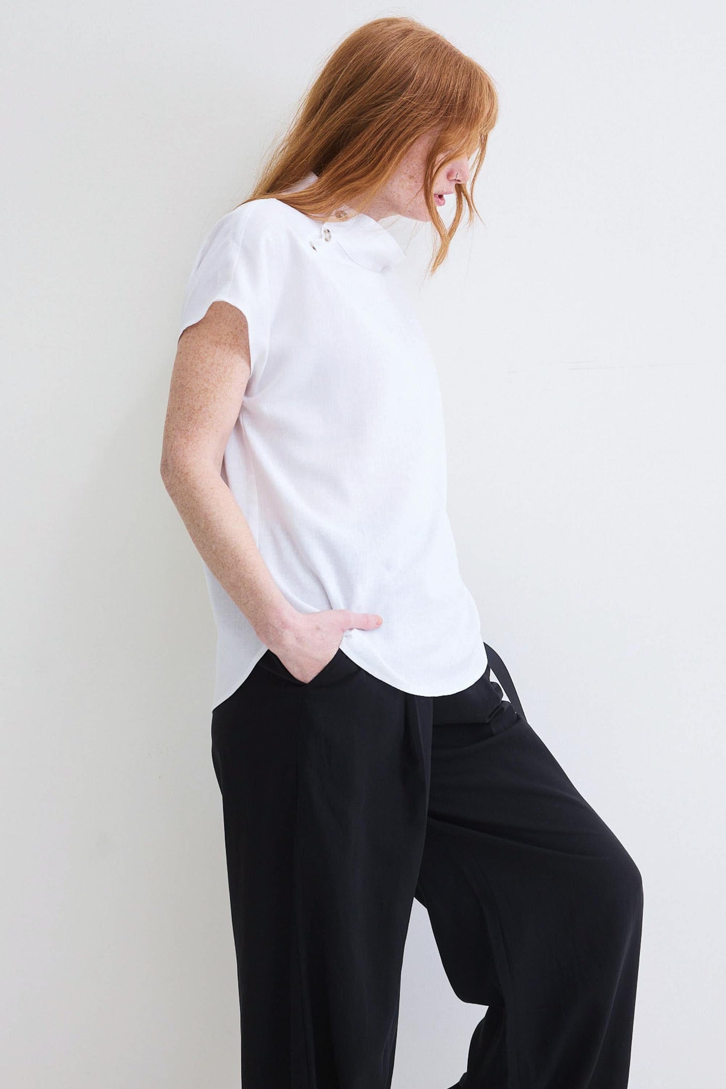 Buttoned Up Linen Blend Top