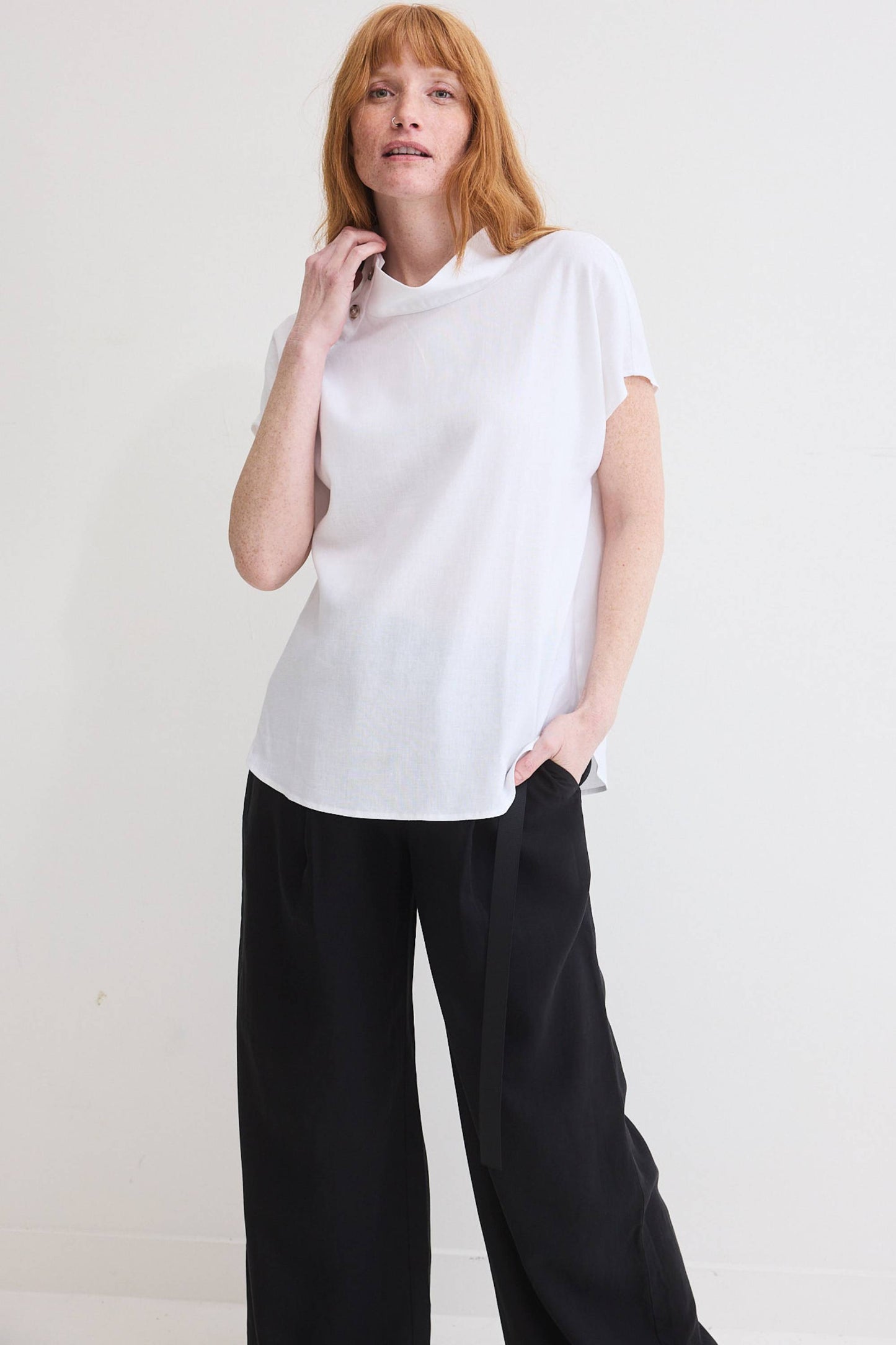 Buttoned Up Linen Blend Top
