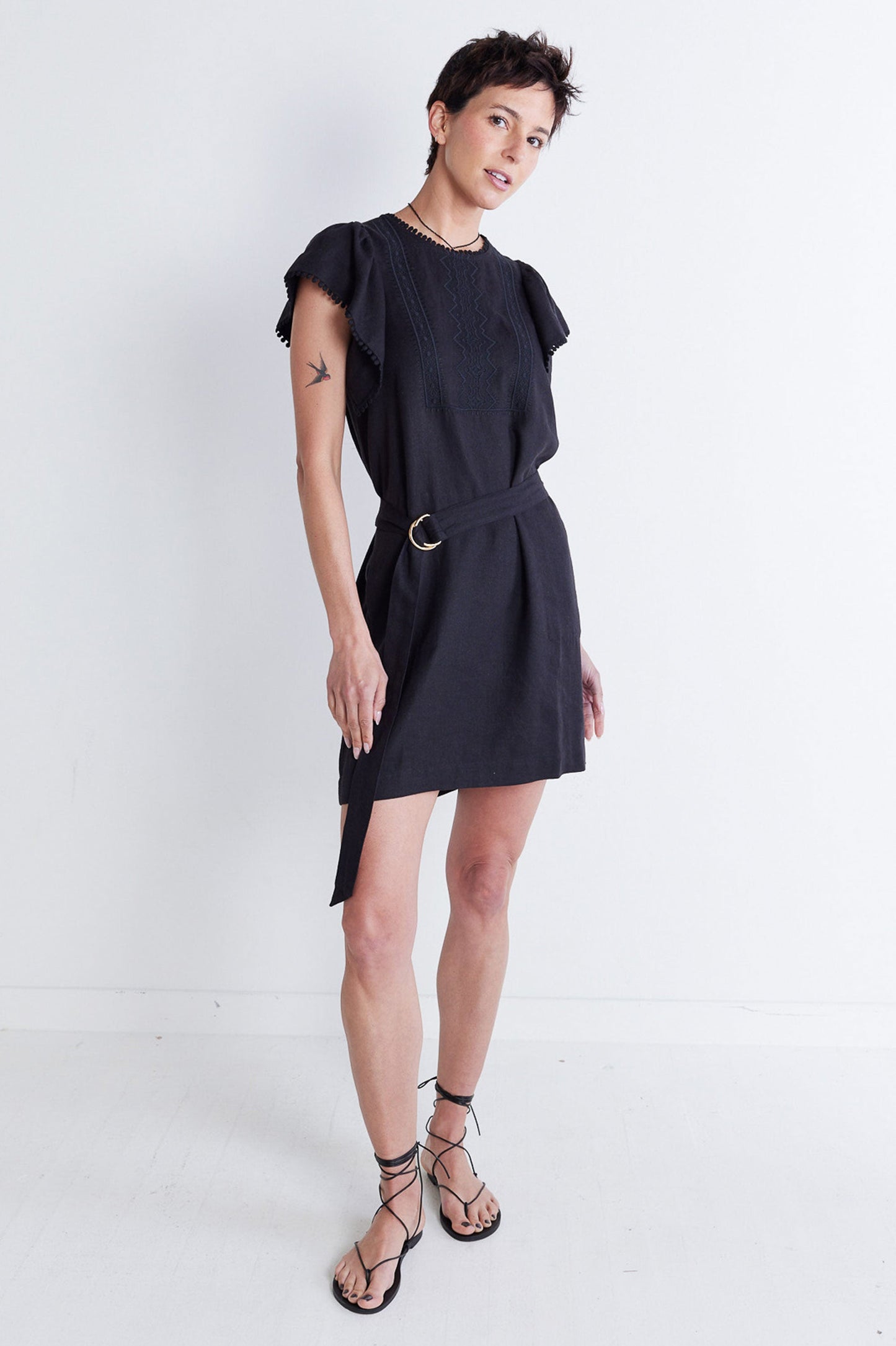 Embroidered Crete Short Dress