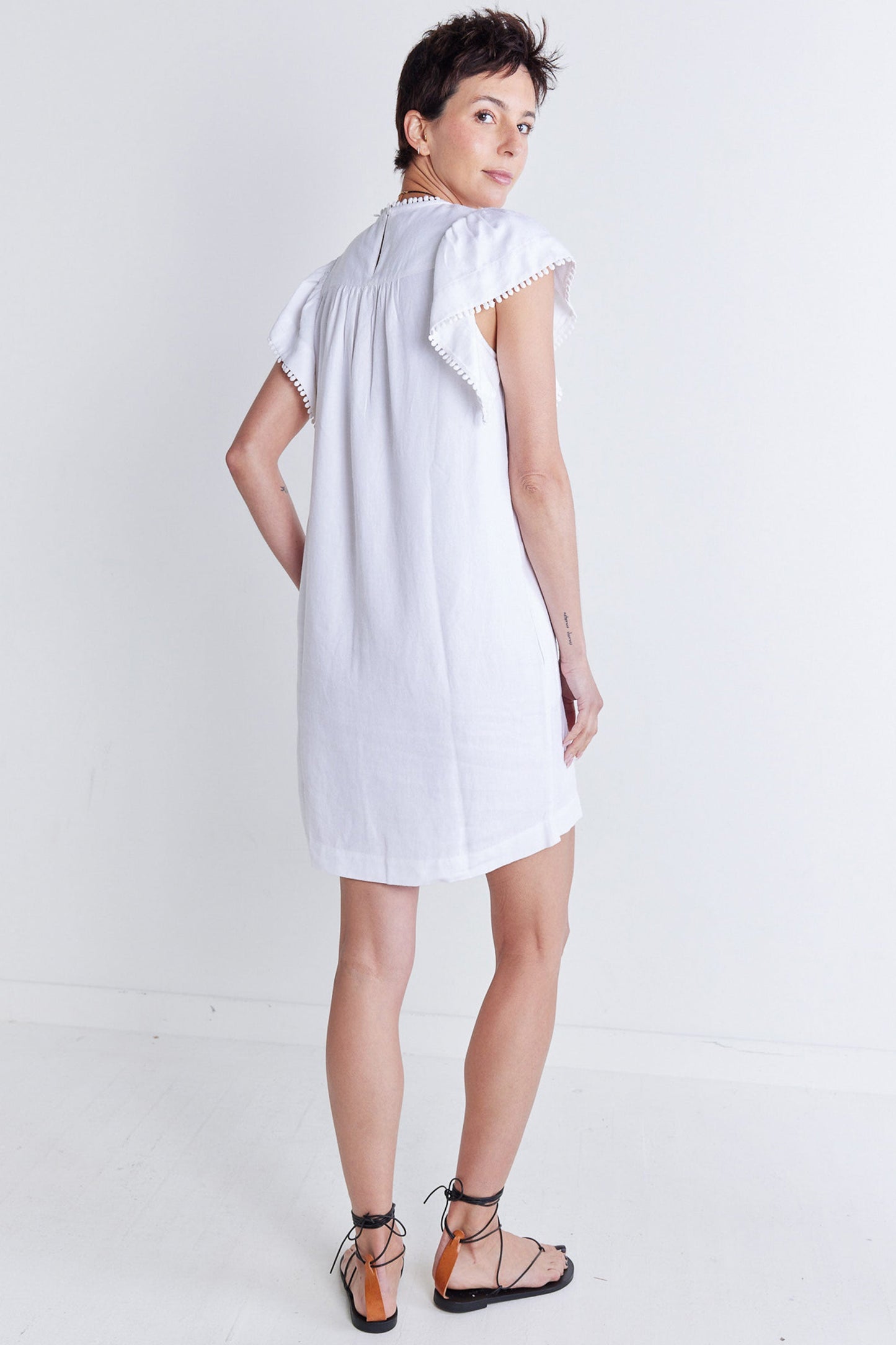 Embroidered Crete Short Dress
