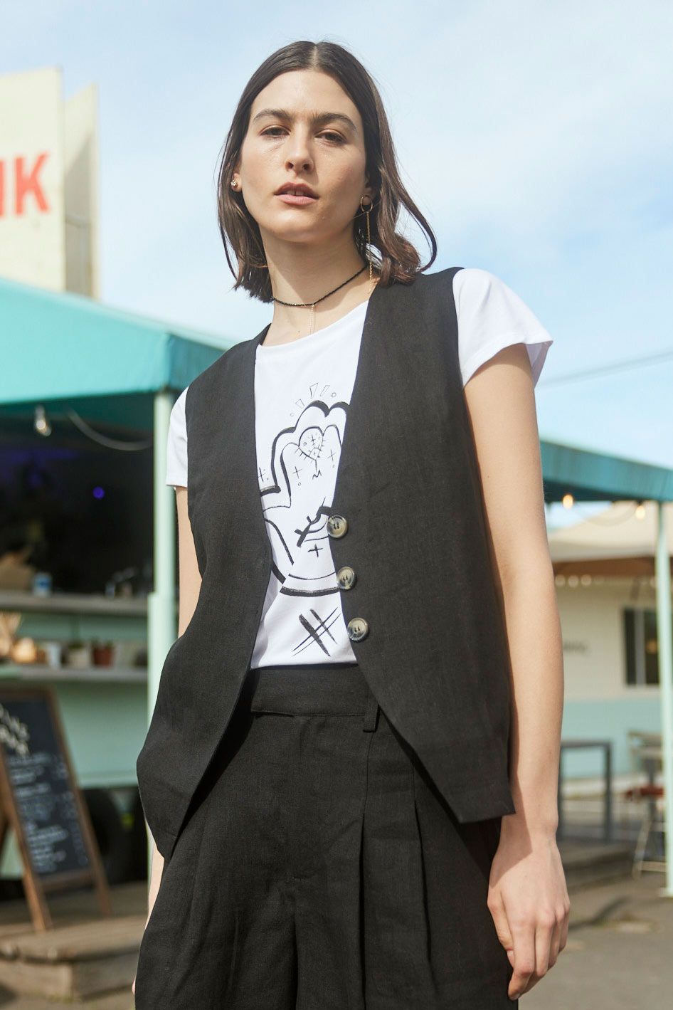 The Linen Button Vest