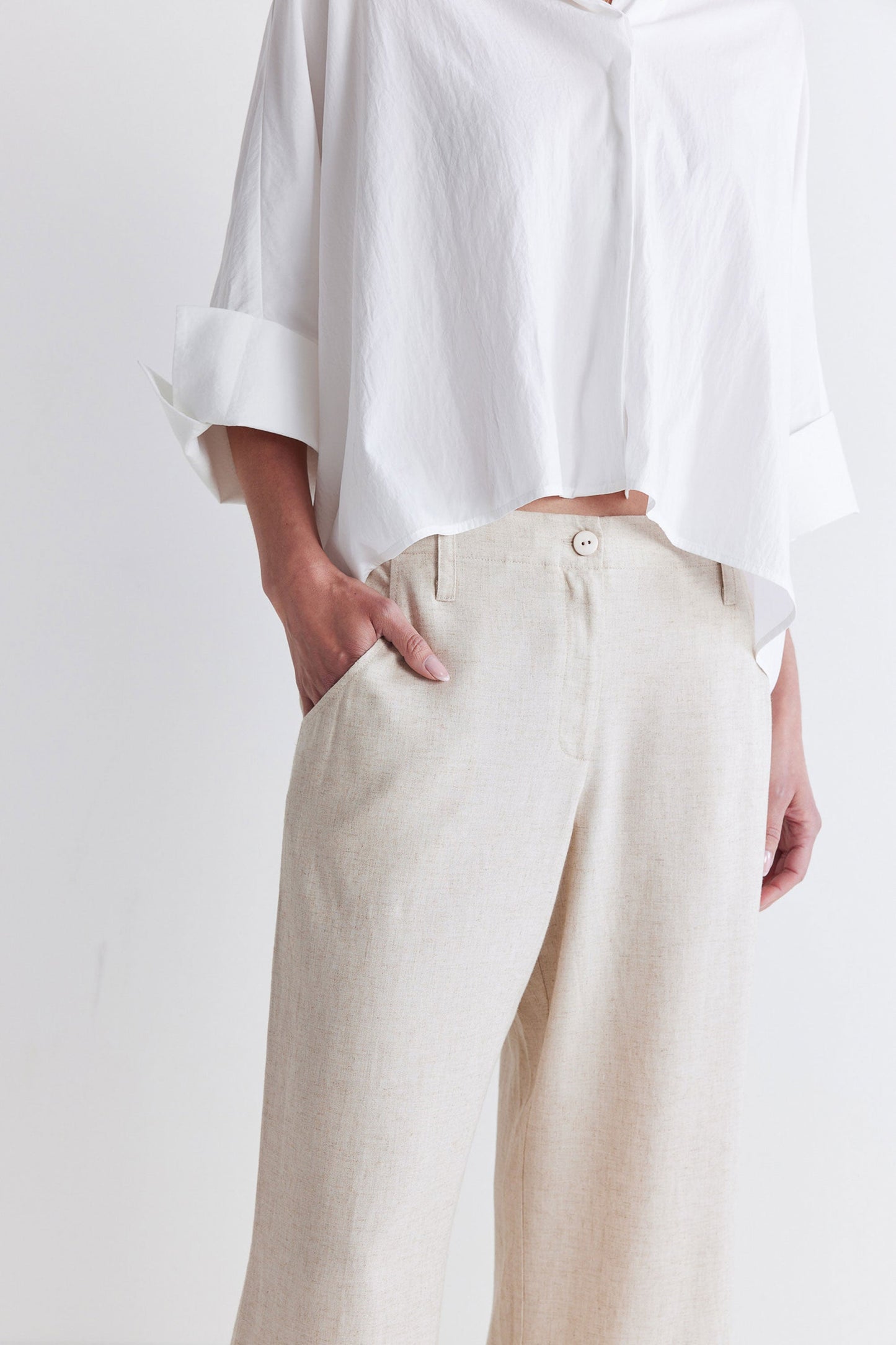 Oversized Poplin Cropped Blouse