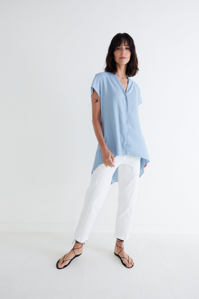 Daylight Linen High Low Blouse