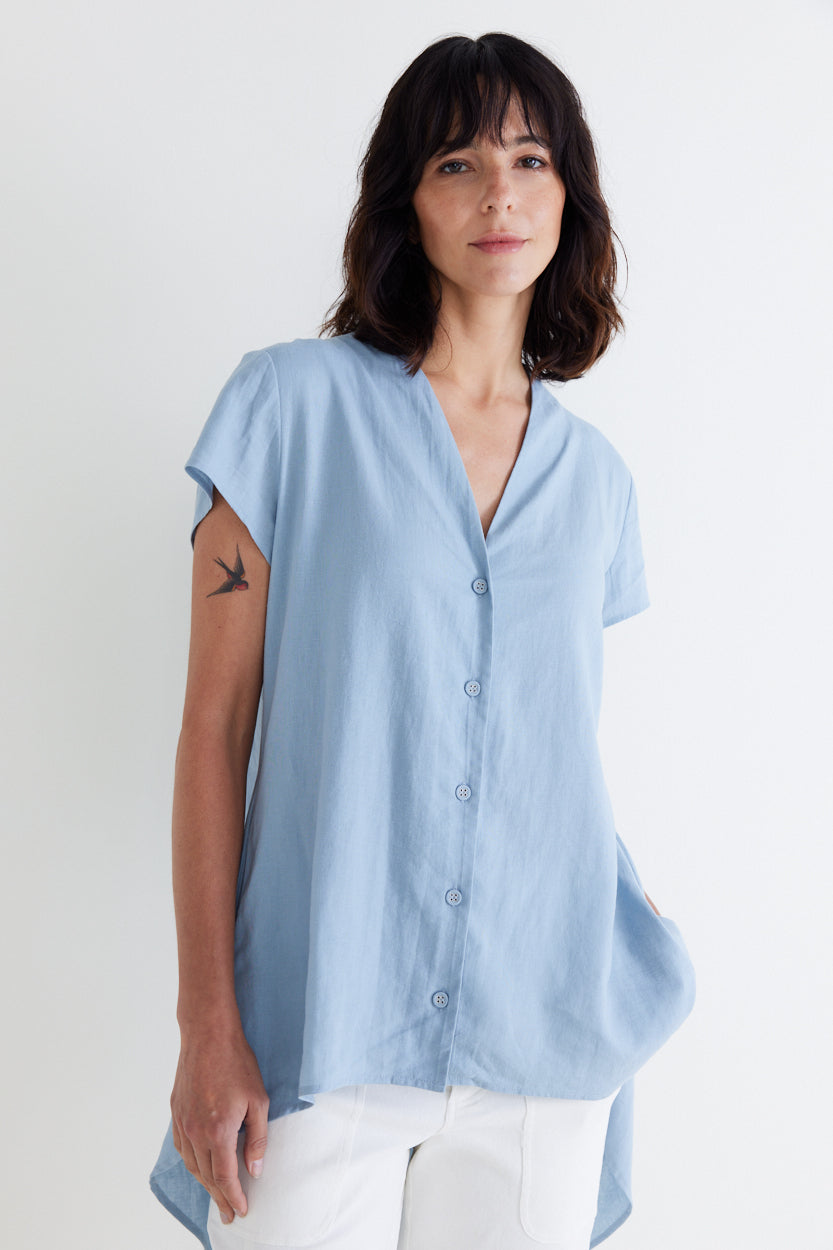 Daylight Linen High Low Blouse