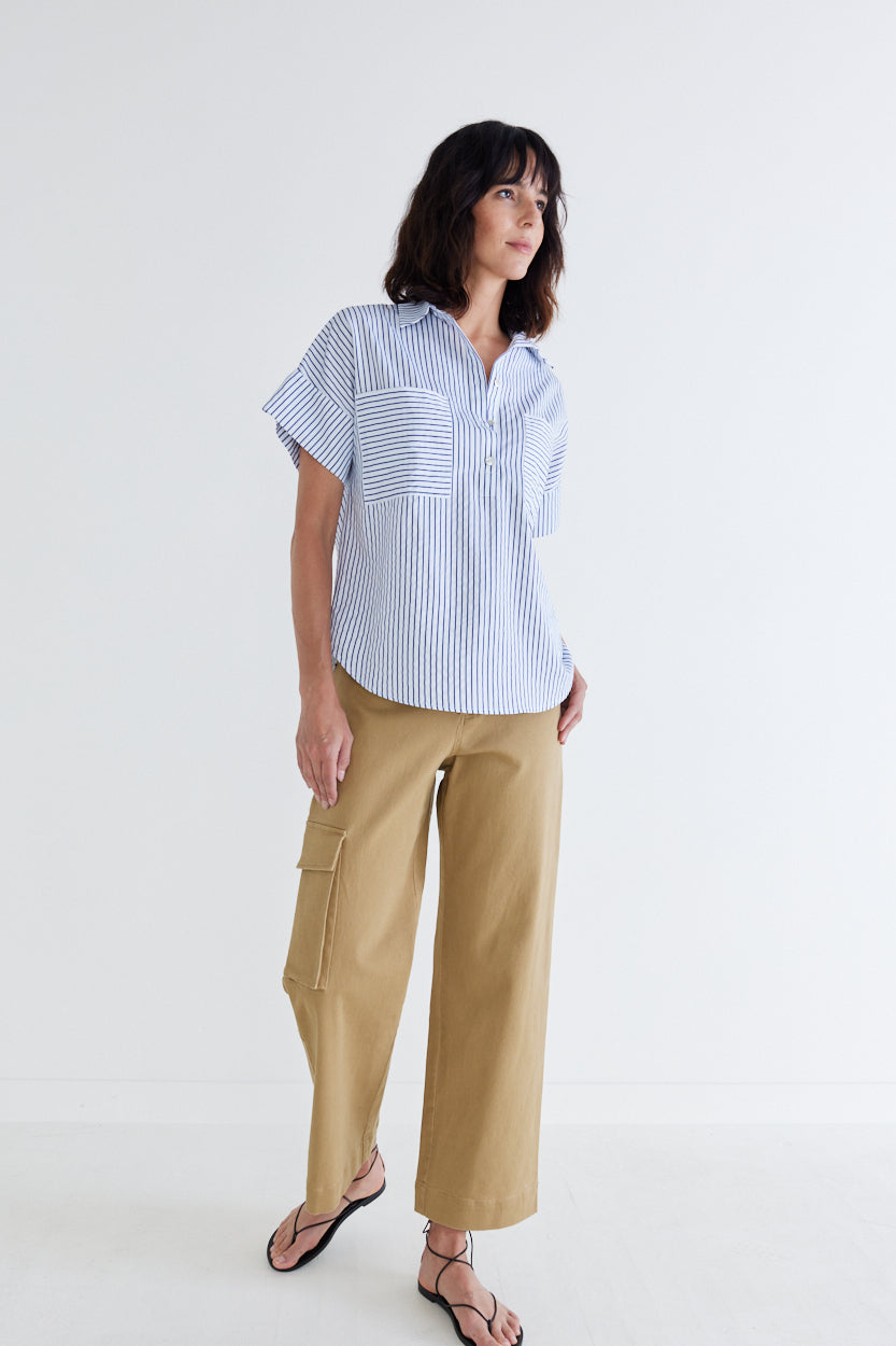 Walk the Line Short Sleeve Poplin Top