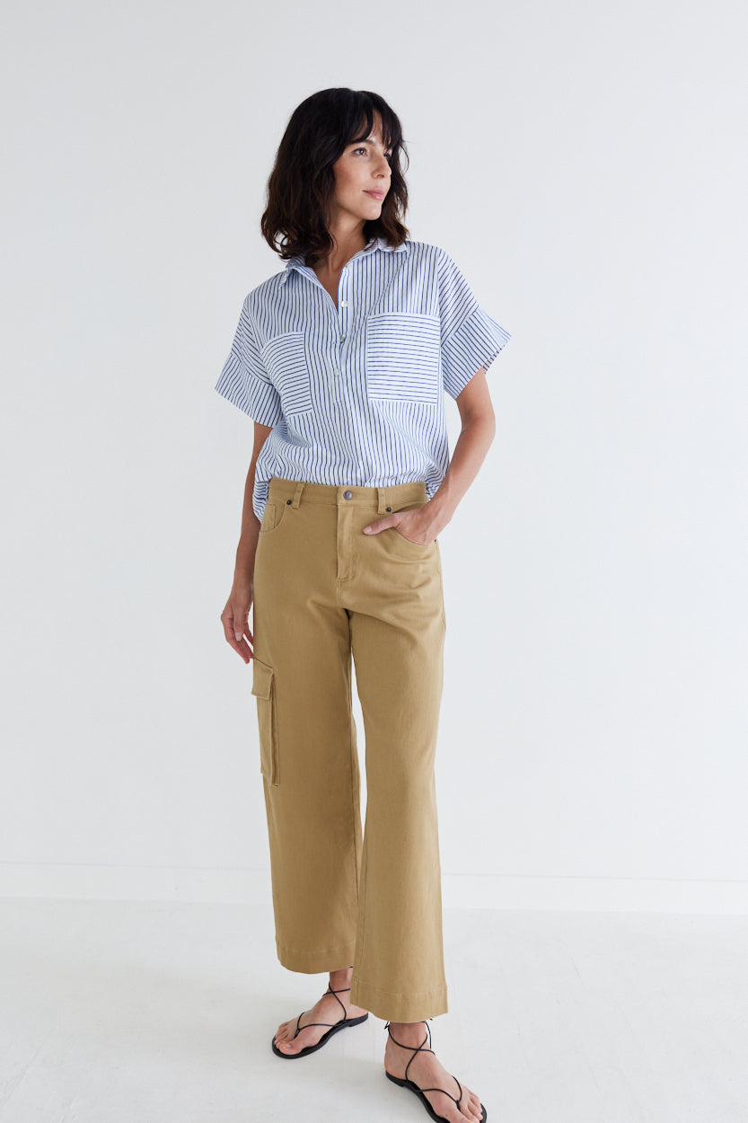 Walk the Line Short Sleeve Poplin Top