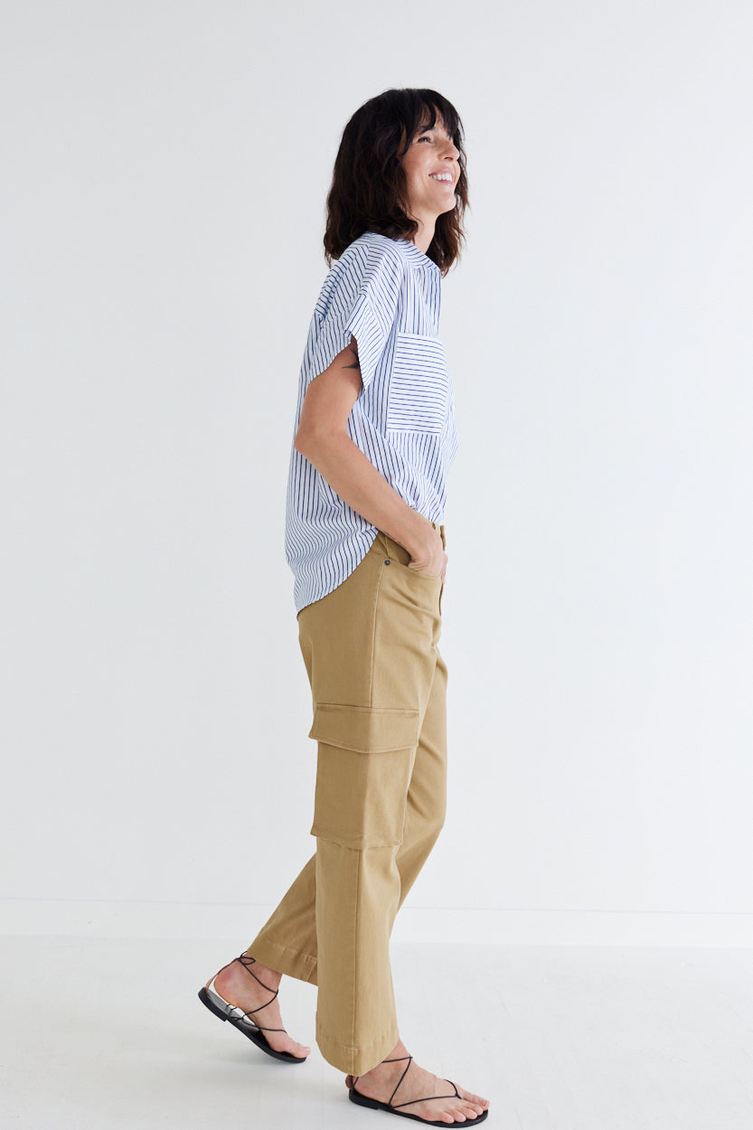 Walk the Line Short Sleeve Poplin Top