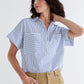 Walk the Line Short Sleeve Poplin Top