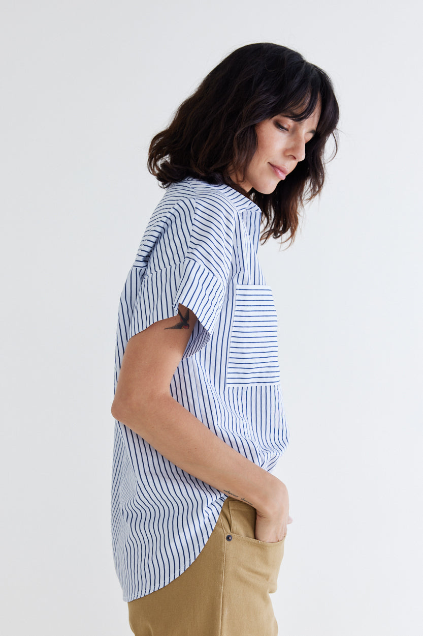 Walk the Line Short Sleeve Poplin Top