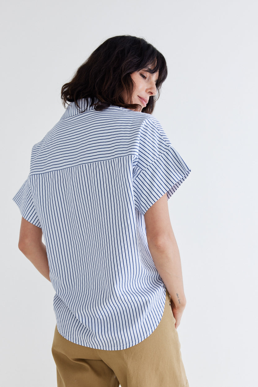 Walk the Line Short Sleeve Poplin Top