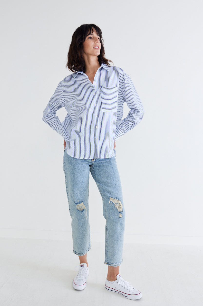 Top of the Line Long Sleeve Poplin Top