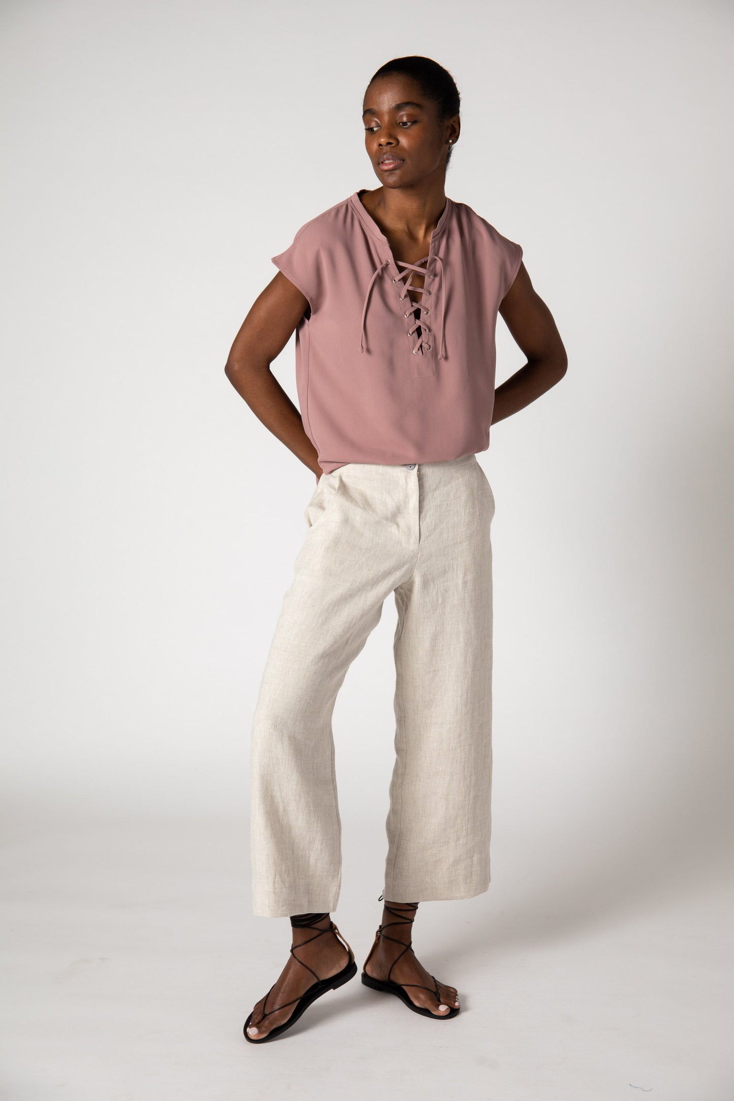 Laced Up Tuck In Blouse